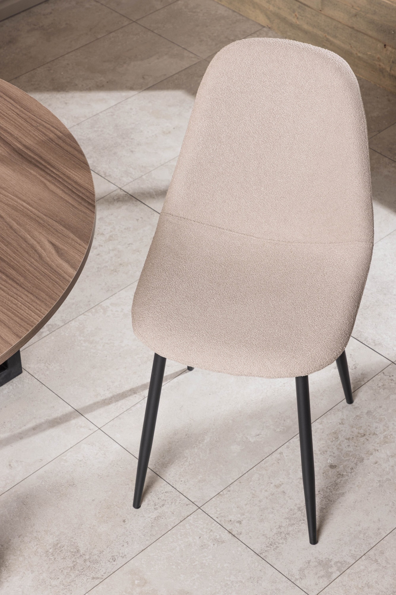 Venture Home Chaise de salle à manger »Polar, 2er-Set Esszimmerstühle in beigem Bouclé, skandinavisch, 150 kg« () 2 cuischaise rembourrée, revêtement bouclé, pieds en acier, arrondi, doux