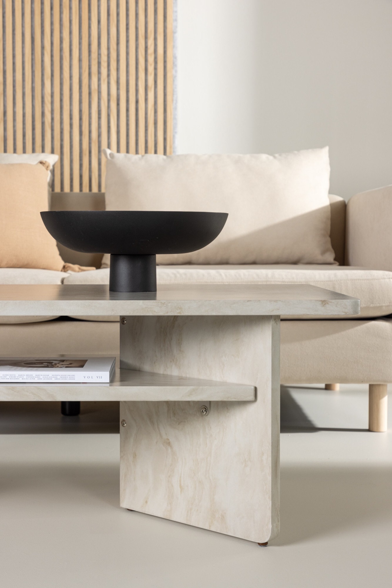 Venture Home Couchtisch »Ålesund, Couchtisch 120 × 60 × 42 cm in beiger Marmoroptik, edel« Sofatisch, MDF, Papierlaminat, rechteckig, marmoroptik, edel