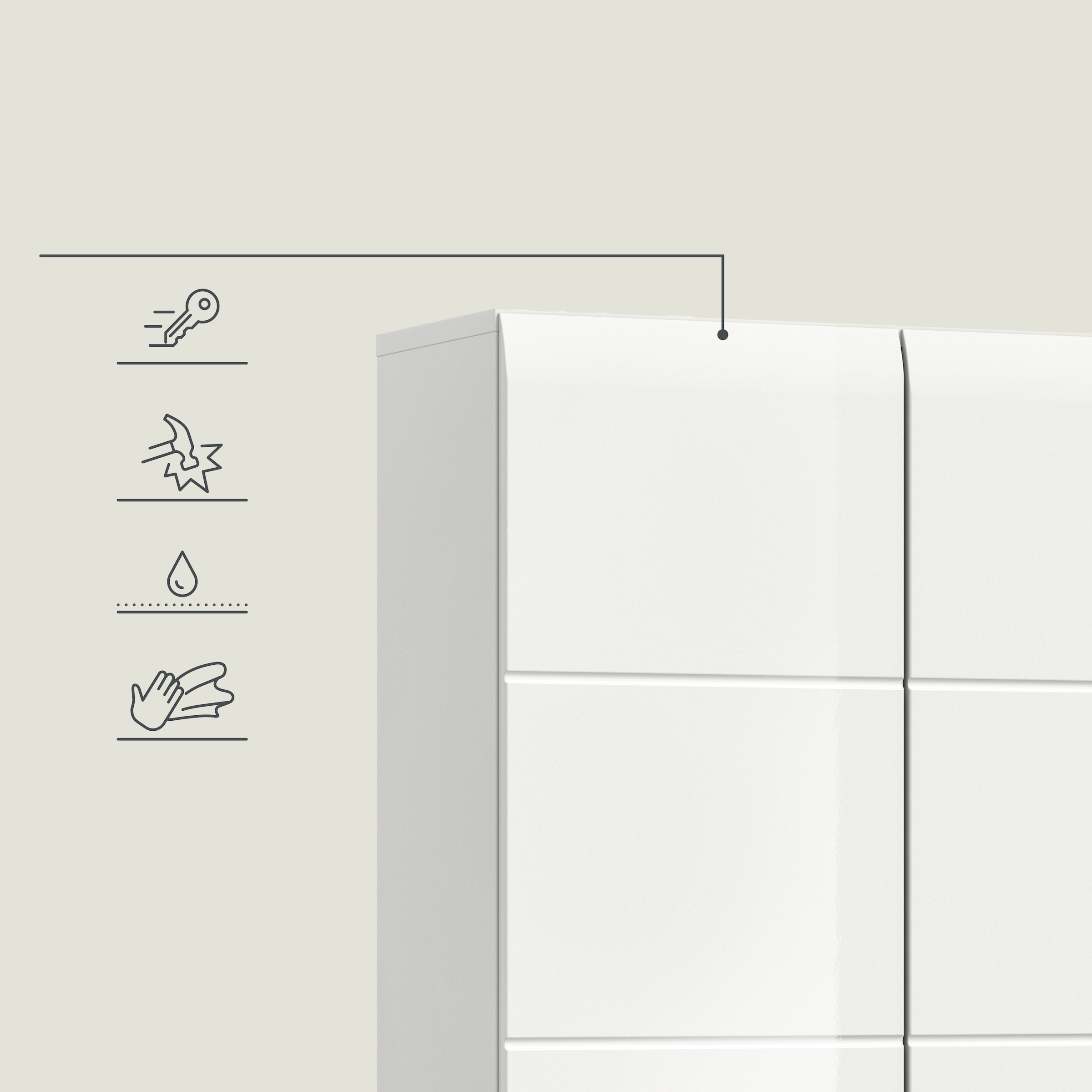INOSIGN Stauraumschrank 1 Stk. tlg. Florenz, Mehrzweckschrank, Weiss Hochglanz Tiefzieh, 13 Fächer