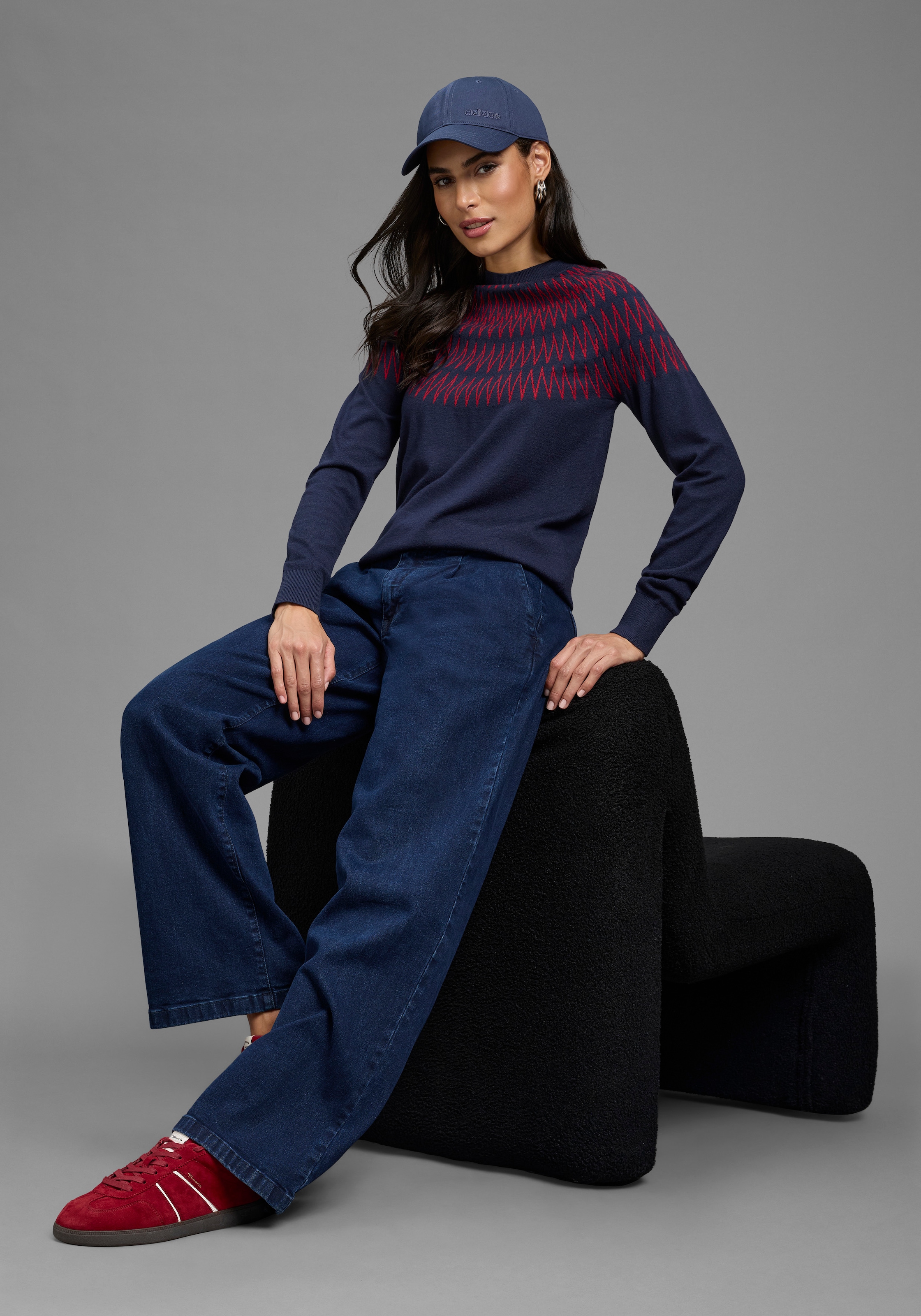 Laura Scott Strickpullover »mit figurumspielender Passform« aus weicher Viskosemischung, mit Norwegermuster