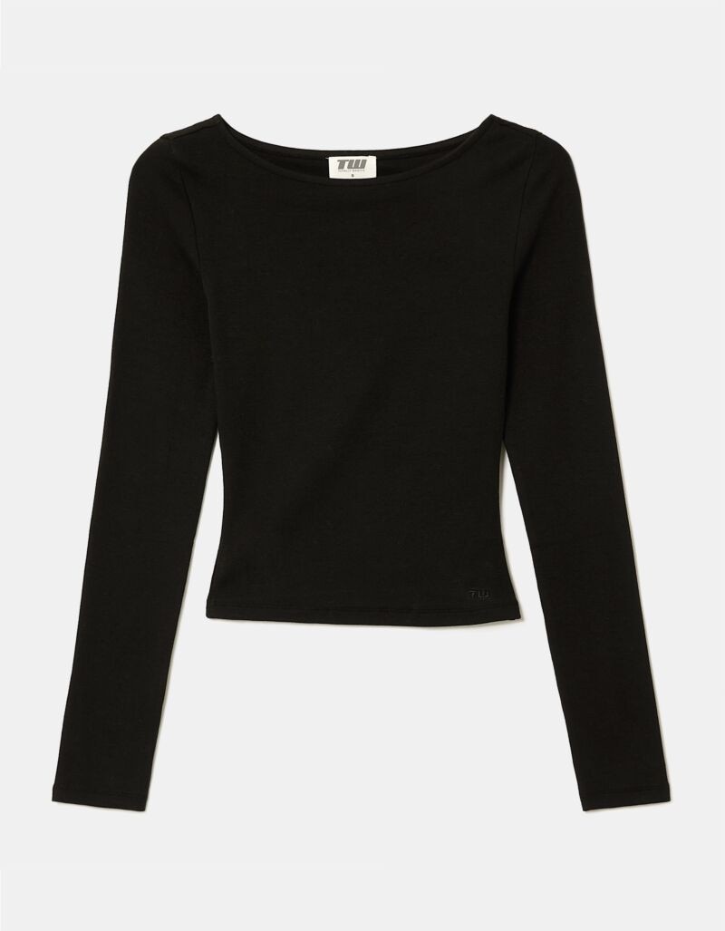 Tally Weijl Langarmshirt »STSCONIGELO« Baumwollmischung, Basic Shirt mit Rundhals-Ausschnitt