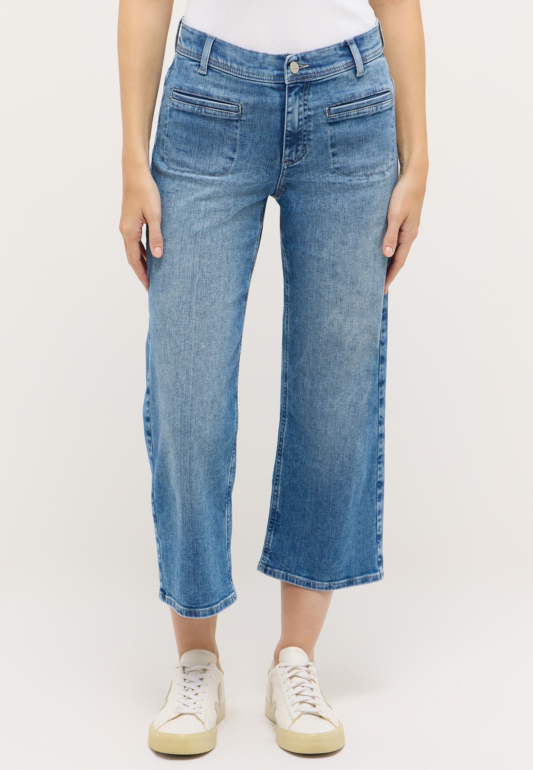Image of ANGELS Stretch-Jeans "LINN POCKET" in modisch verkürzter Länge mit weitem Bein, Stretch