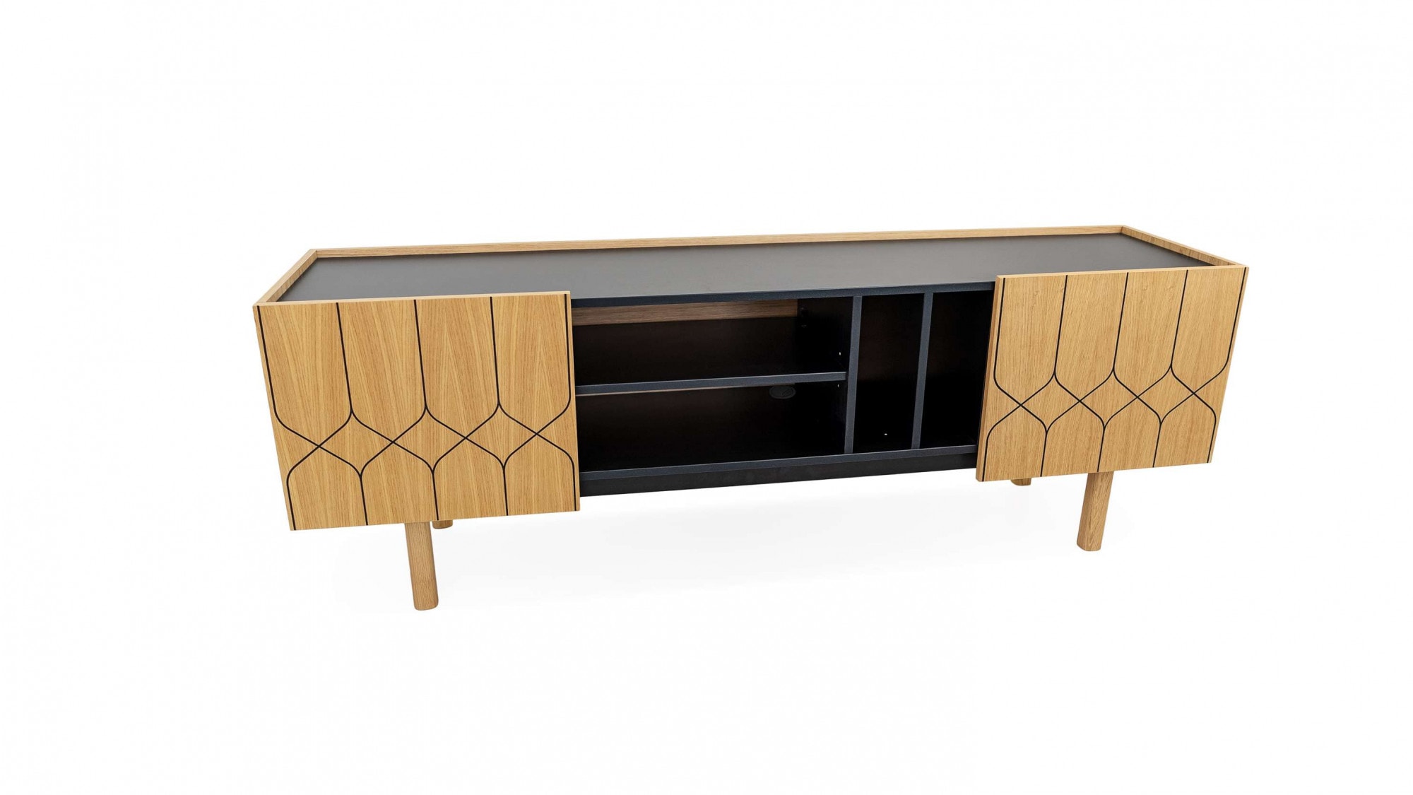 Woodman Sideboard »Porto« Kommode, dekorative Fräsungen, mit Eichenholzfurnier, Breite 175 cm