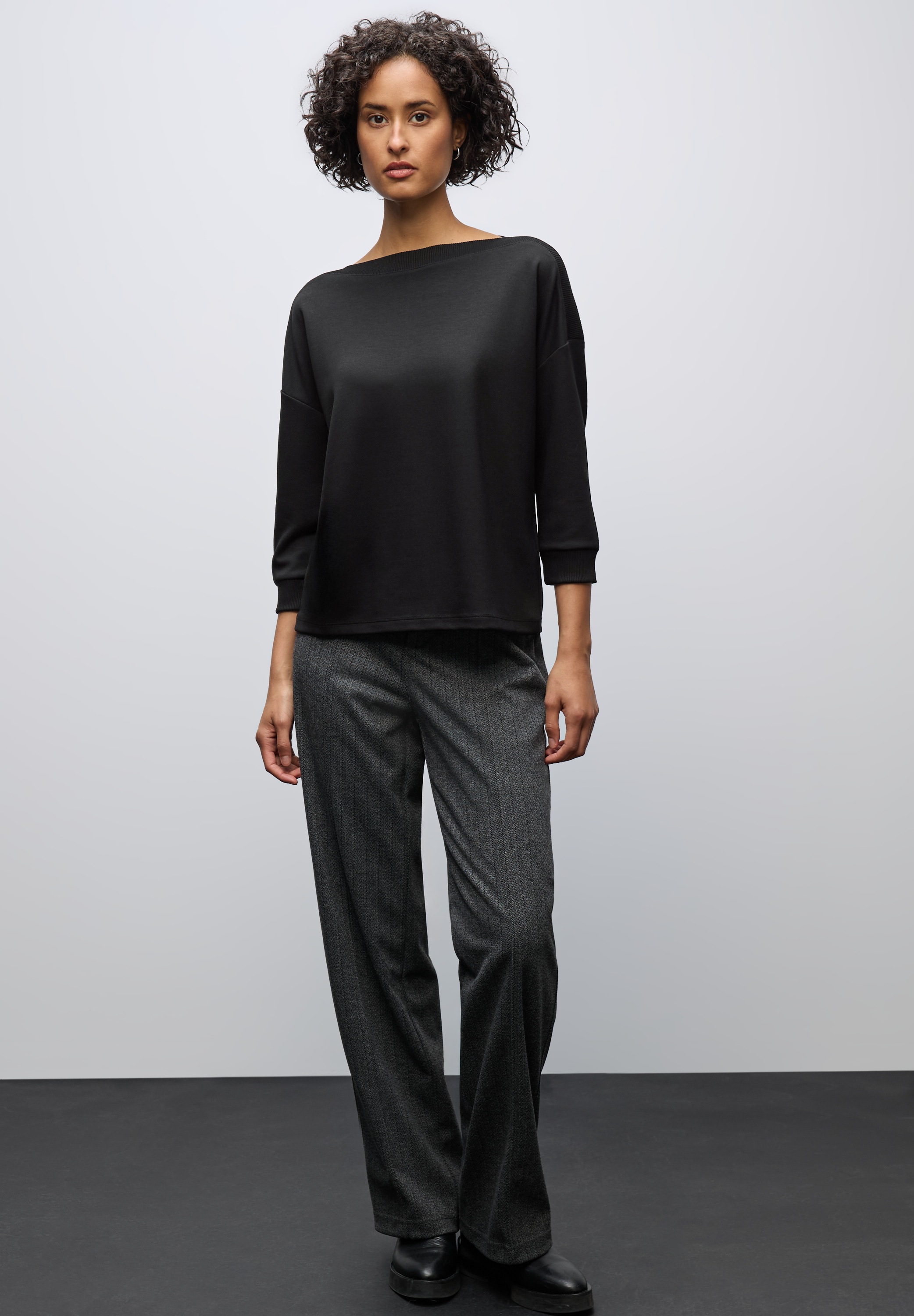 STREET ONE 3/4-Arm-Shirt, Strick-Shirt mit U-Boot-Ausschnitt