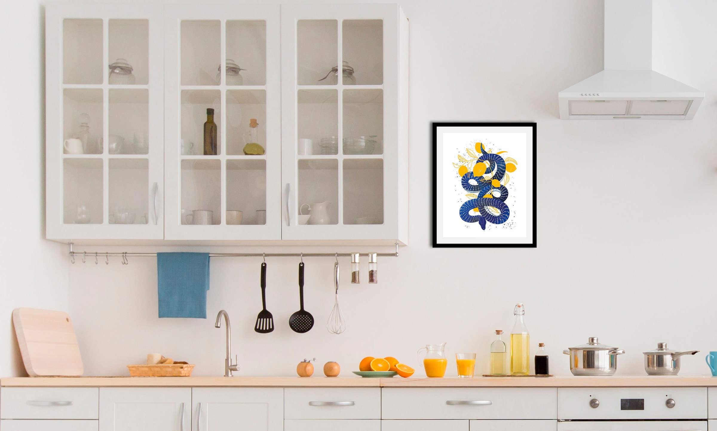Image of queence Bild "Lemon Snake" Figuren Obst Obst Bilder Reptilien Schriftzug Tiere 1 Stk. tlg. gerahmt