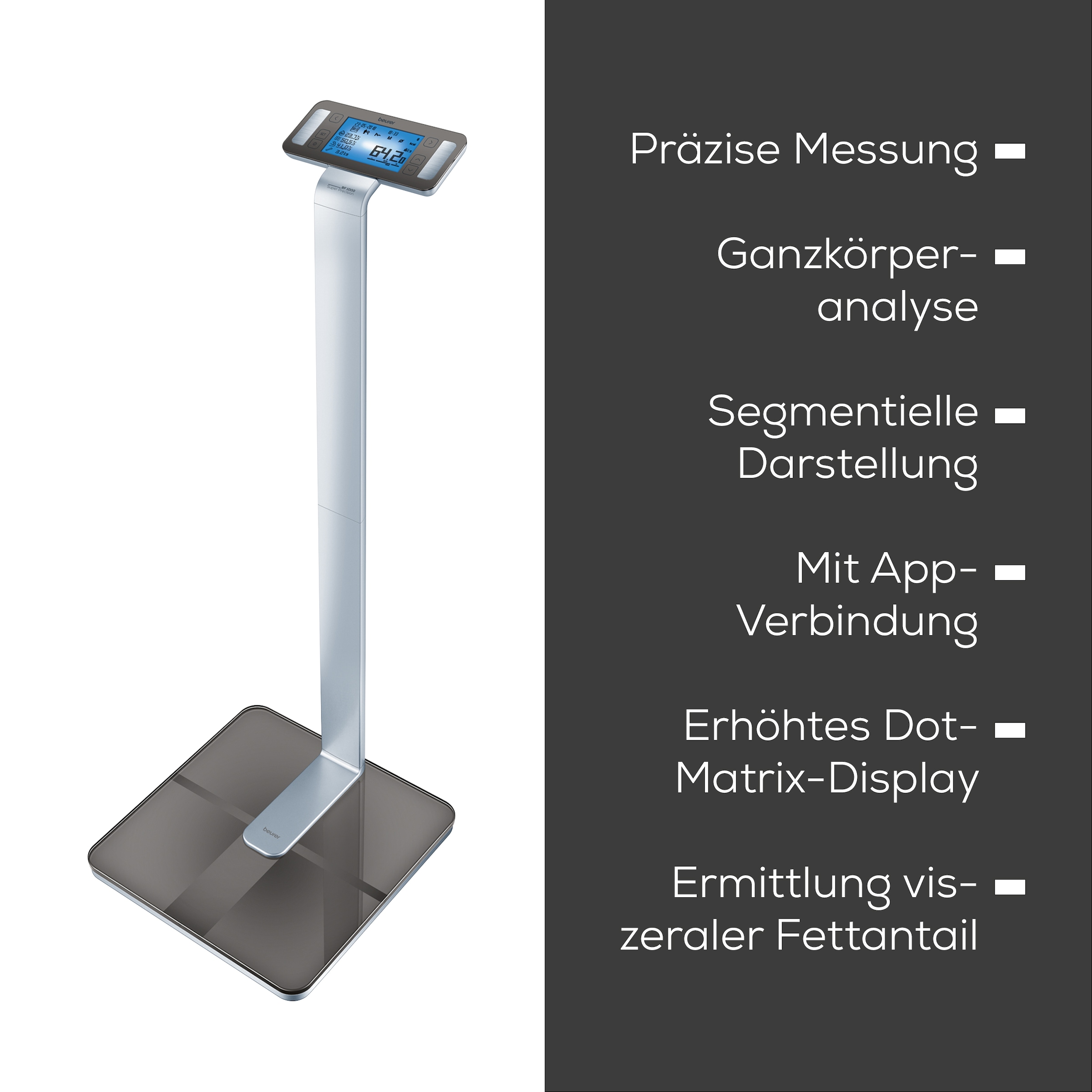 BEURER Körper-Analyse-Waage »BF 1000«, Messung des viszeralen Fettanteils