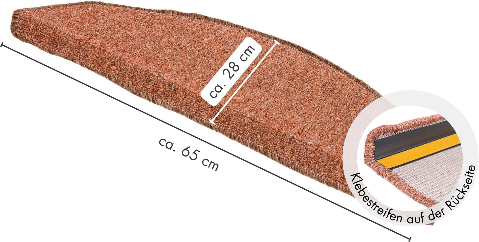 Andiamo Tapis de marche »Bob, Made in Poland« Semicirculaire 4,5 mm Höhe melierte Schlinge, selbstklebend, Set mit 2 Stück oder 15 Stück