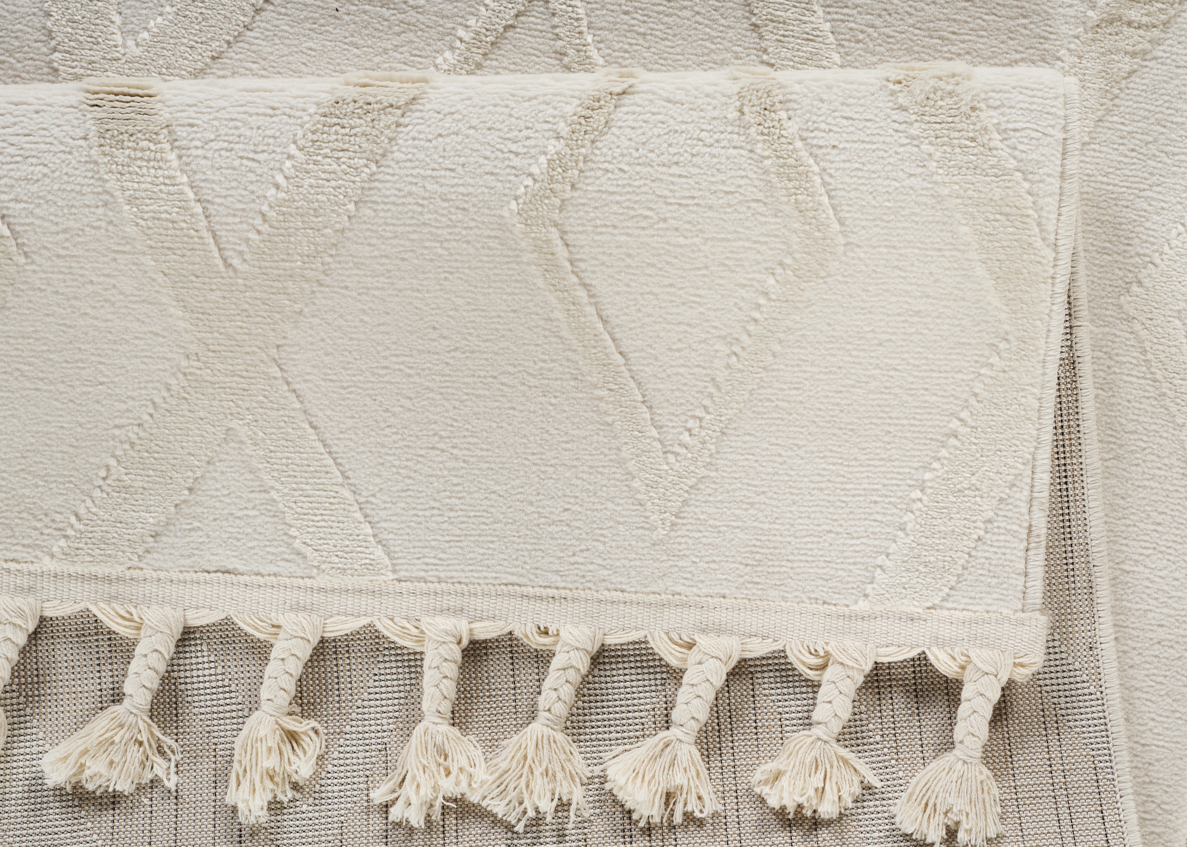 my home Läufer »Otilie« rechteckig 11 mm Höhe dichte Qualität, Woll-Look, Boho, mit Fransen und Rauten, Scandi