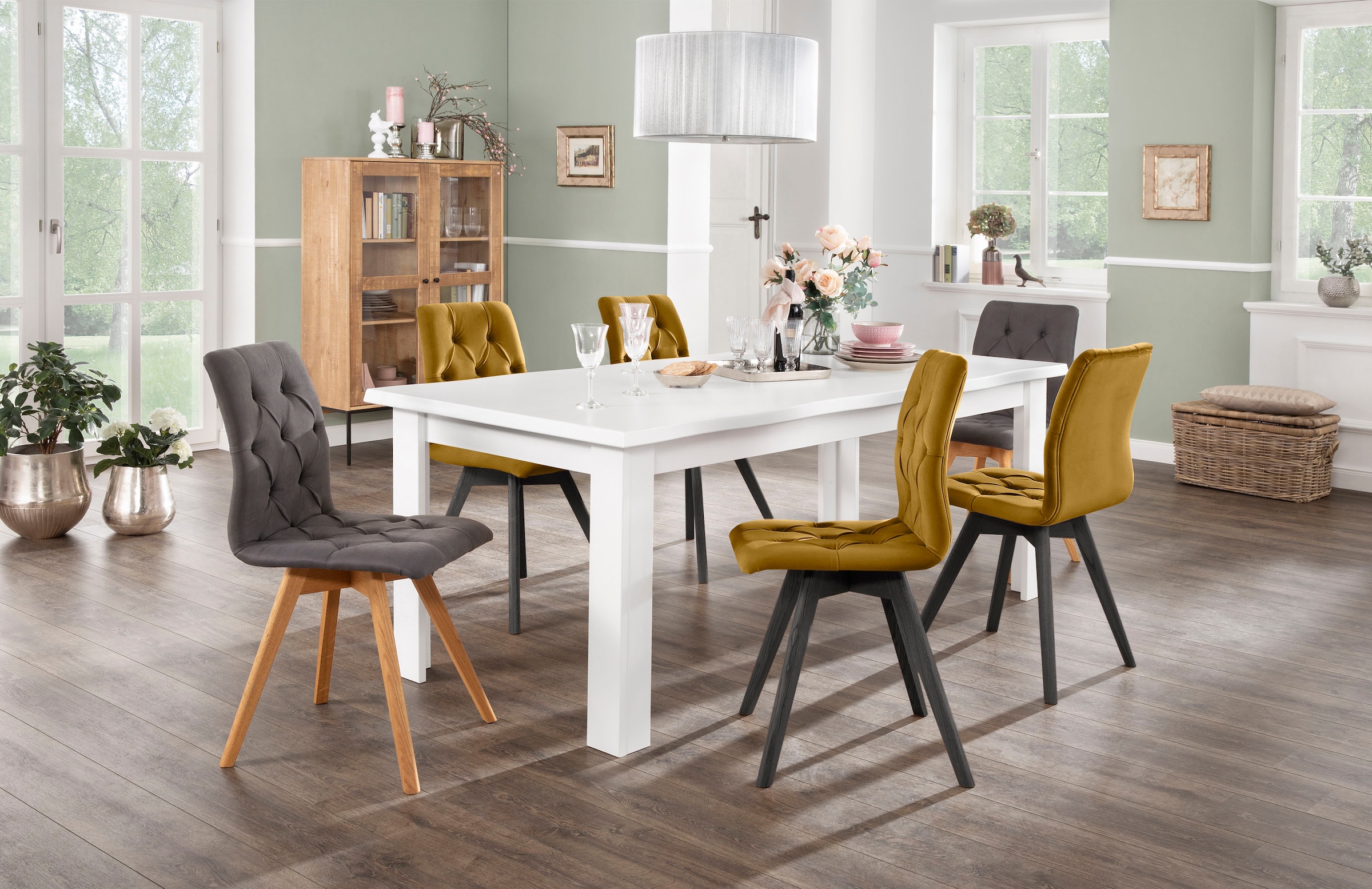 GOODproduct Esszimmerstuhl »Rania« (Set) 2 Stk.mit Massivholzbeinen