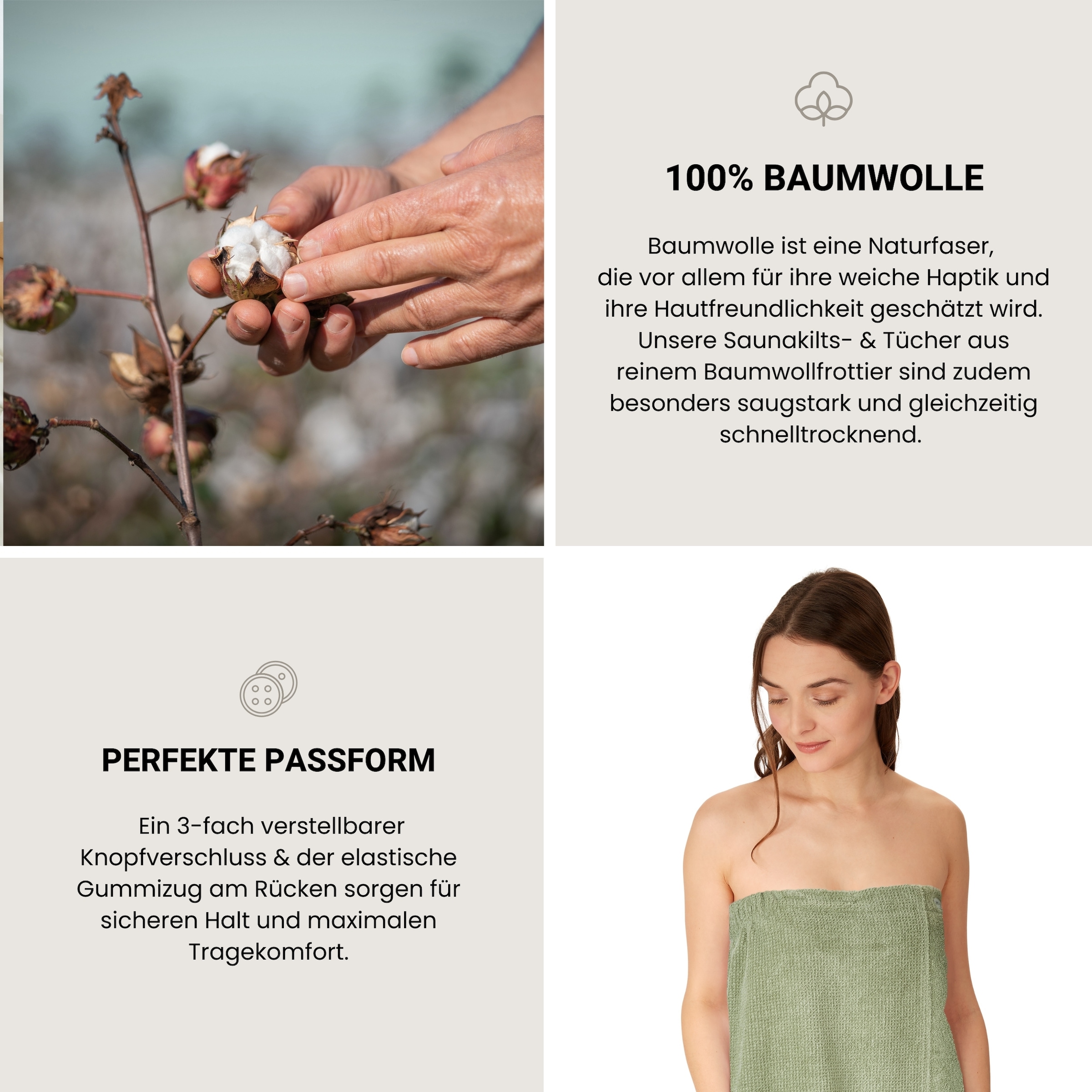 Schiesser »Saunakilt Turin für Damen in angesagter Reiskornoptik« 1 Stk. Made in Green