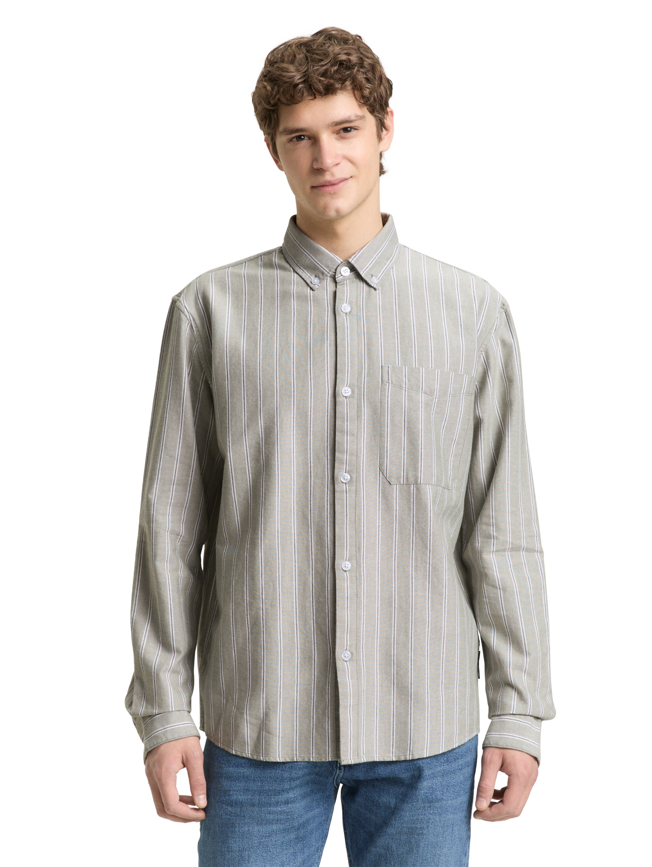 TOM TAILOR Denim Chemise à manches longues gestreift, mit Button-down-Kragen