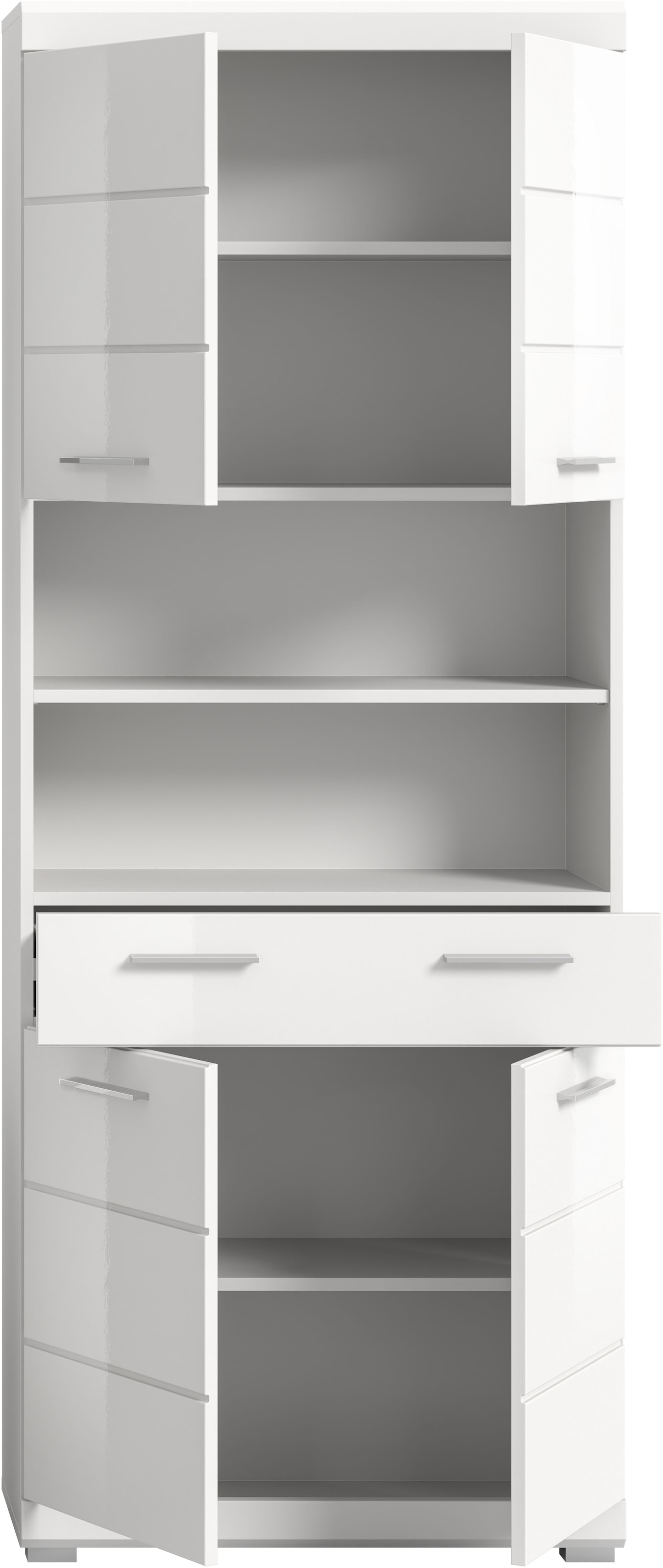 welltime Hochschrank »SIENA, Breite 74cm, 4 Türen, 1 Schubkasten, 2 offene Fächer, MDF-Front« TOPSELLER!,  in verschiedenen Farben erhältlich, Badmöbel, Badschrank, Schrank, Bad