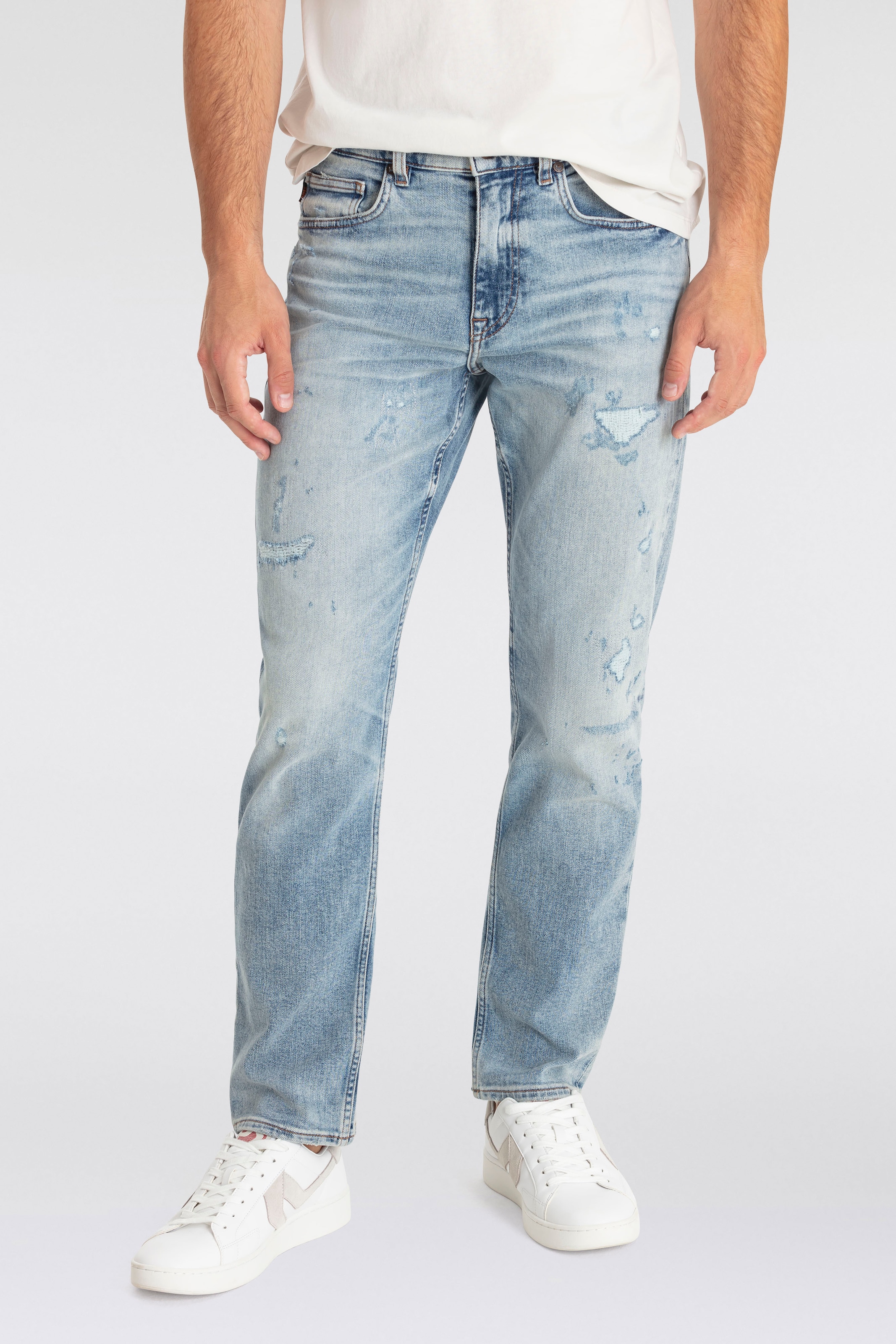 Regular-fit-Jeans »TROY BO«, mit Leder-Badge