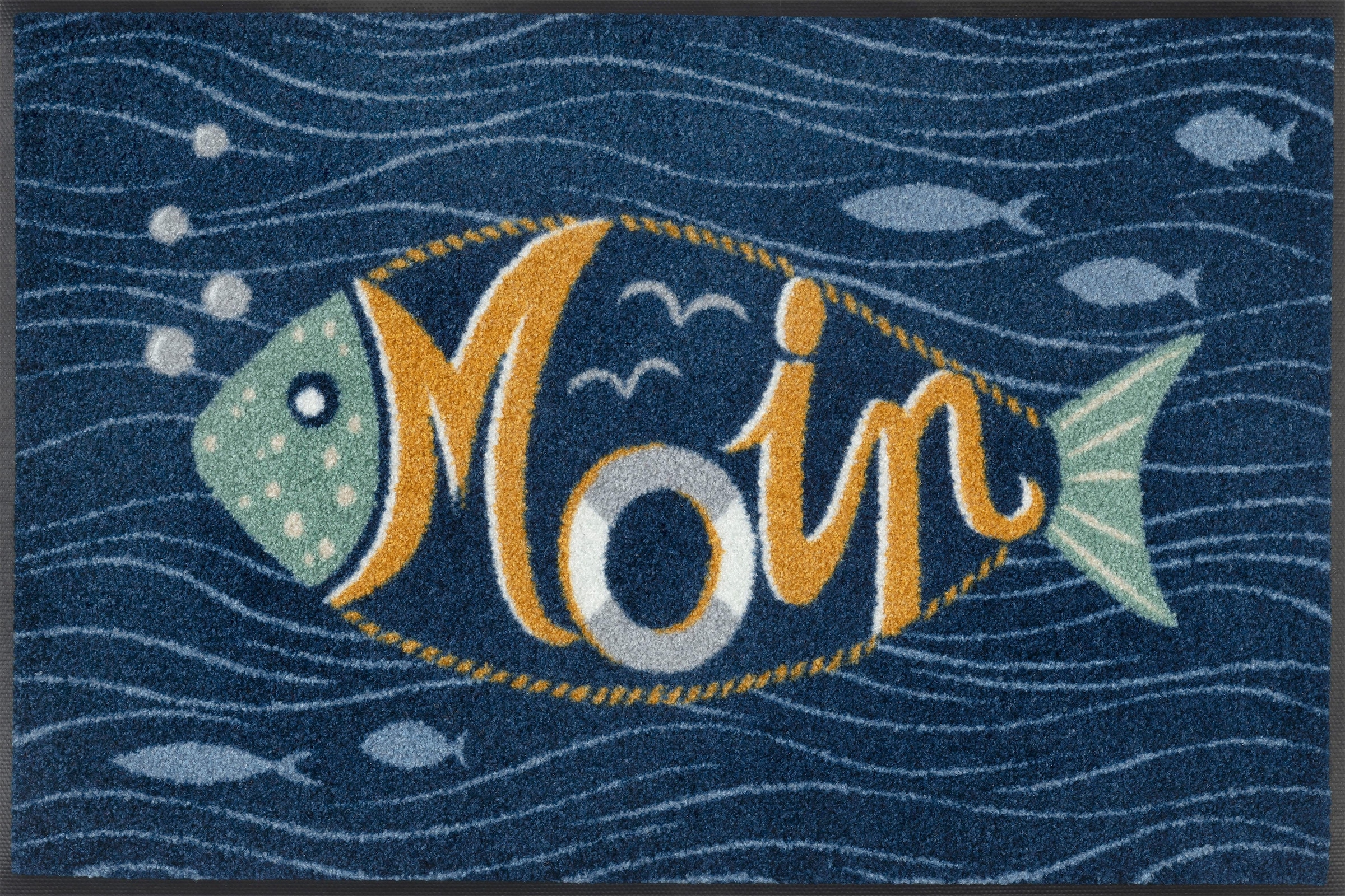 Image of wash+dry by Kleen-Tex Fussmatte »Moin Bubbly«, rechteckig, 7 mm Höhe, Schmutzfangmatte, Motiv Fisch, mit Spruch, rutschhemmend, In- und Outdoor geeignet bei Ackermann Versand Schweiz