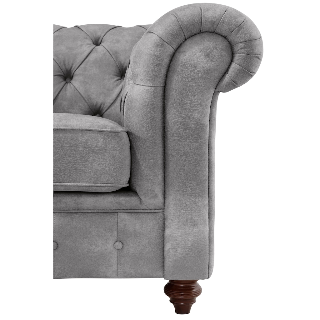Home affaire Chesterfield-Sofa »Chesterfield 3-Sitzer B/T/H: 198/89/74 cm«, mit hochwertiger Knopfheftung, auch in Leder