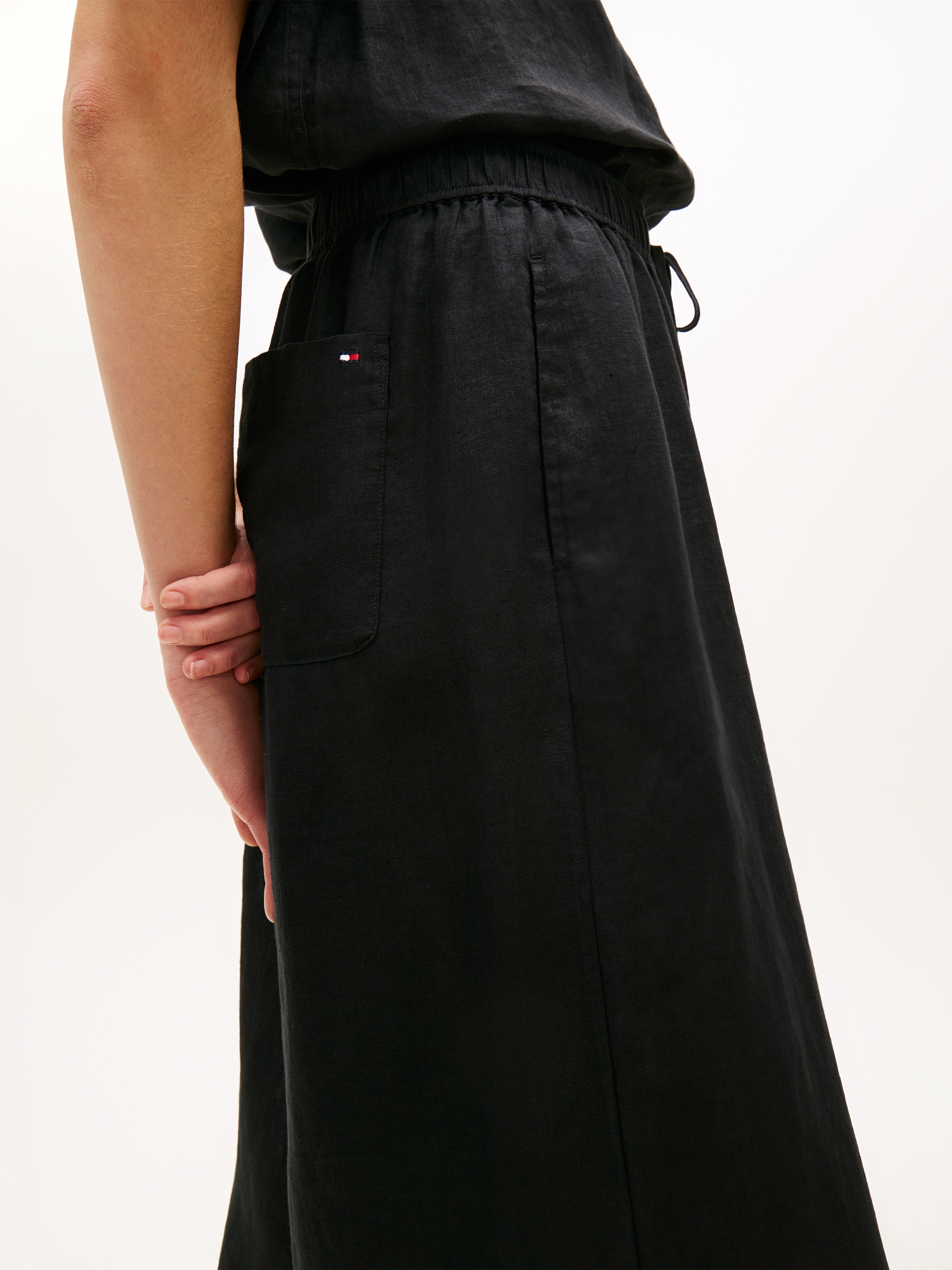 Tommy Hilfiger Pantalon en lin »ESS LINEN PULL ON PANTS«  en coupe ample, ceinture élastique