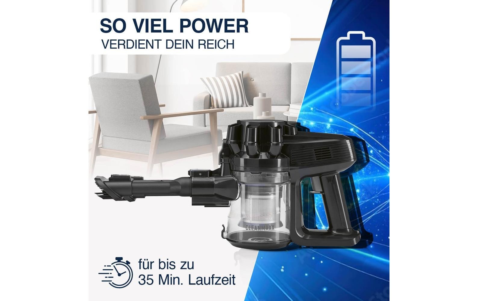 CLEANmaxx Aspirateur à main et à manche sans fil »CLEANmaxx Akku-Hand- und Stielsauger Blau/Schwarz«