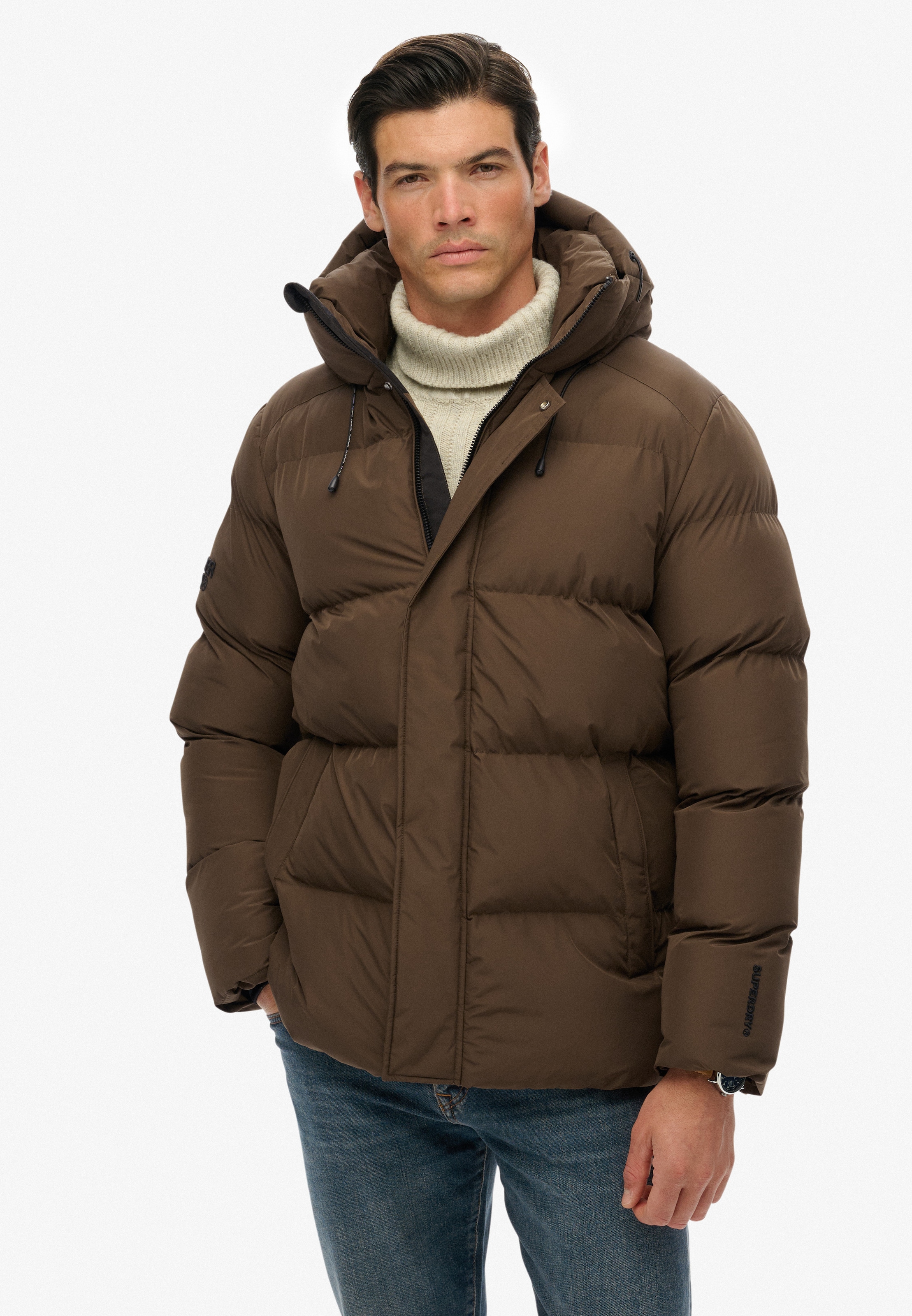 Image of Superdry Steppjacke "HOODED 5 BAFFLE SPORTS PUFFER" mit Kapuze Kunstfaser, relaxed fit