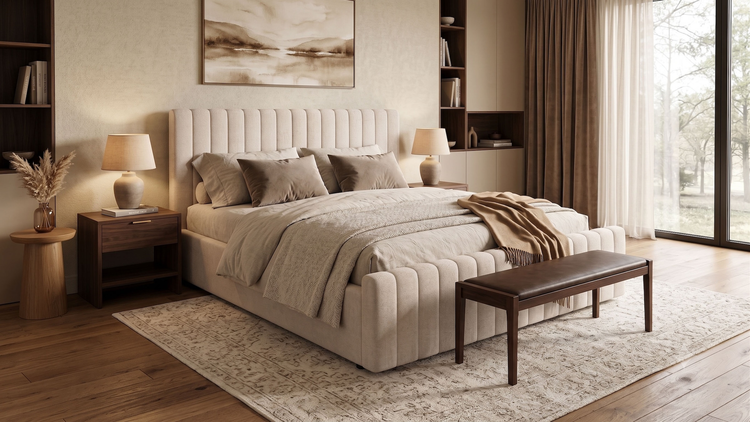 GOODproduct Lit rembourré »MOIVRE, vertikale Steppung in Rillenoptik, wahlweise mit Bettkasten« lit avec rangement, tête de lit rembourrée, sans matelas, design moderne