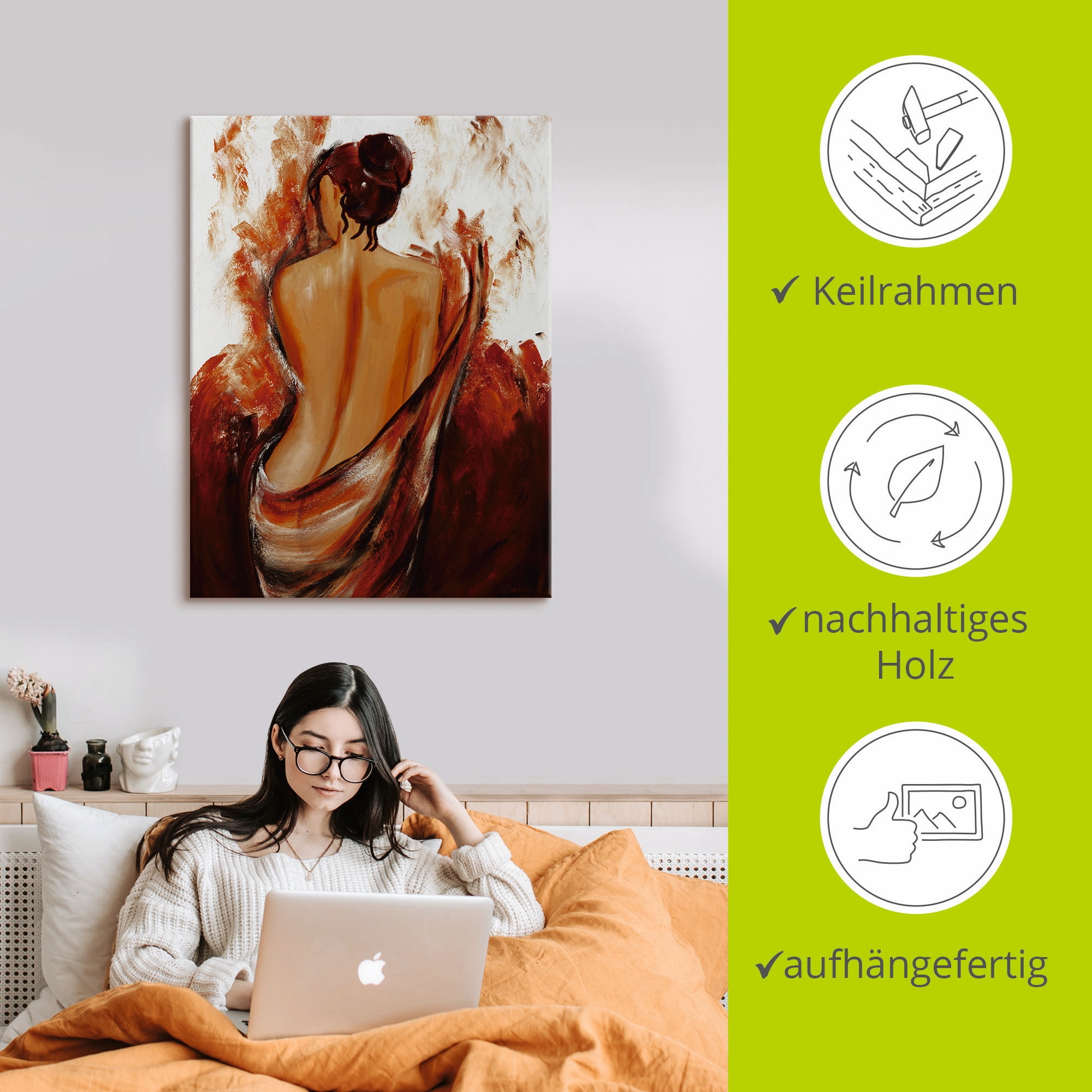 Artland Wandbild »Frau in rot«, Frau, (1 St.), als Leinwandbild, Poster, Wandaufkleber in verschied. Grössen