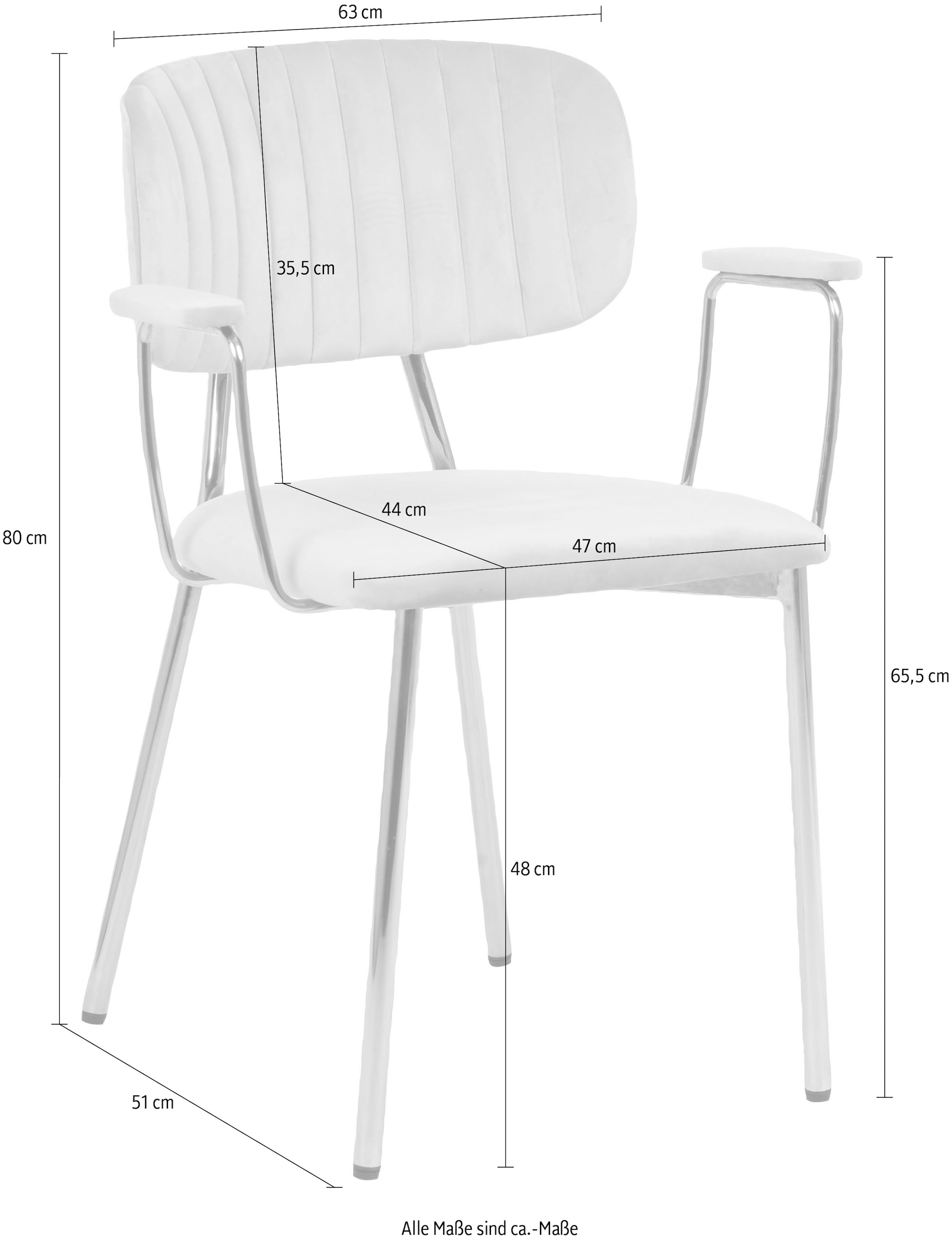 Kayoom 4-Fussstuhl »Stuhl Kian 225 2er-Set, Gestell aus Edelstahl, Rückenpolster«, (Set), 2 St., Stoffbezug, samtweicher Bezug Rückenpolster ist ein Hingucker
