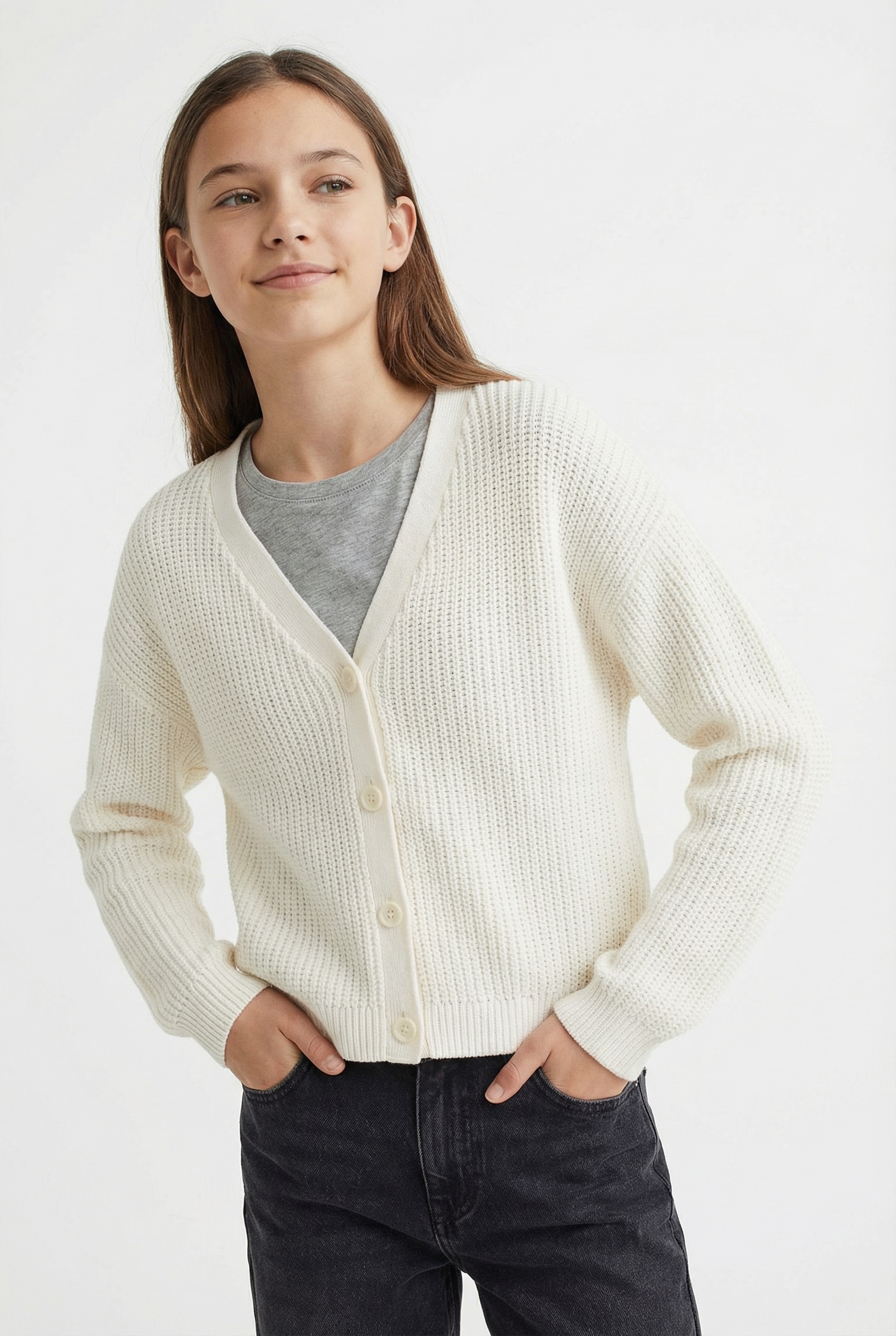 TOM TAILOR Strickjacke mit V-Ausschnitt und Knopfleiste