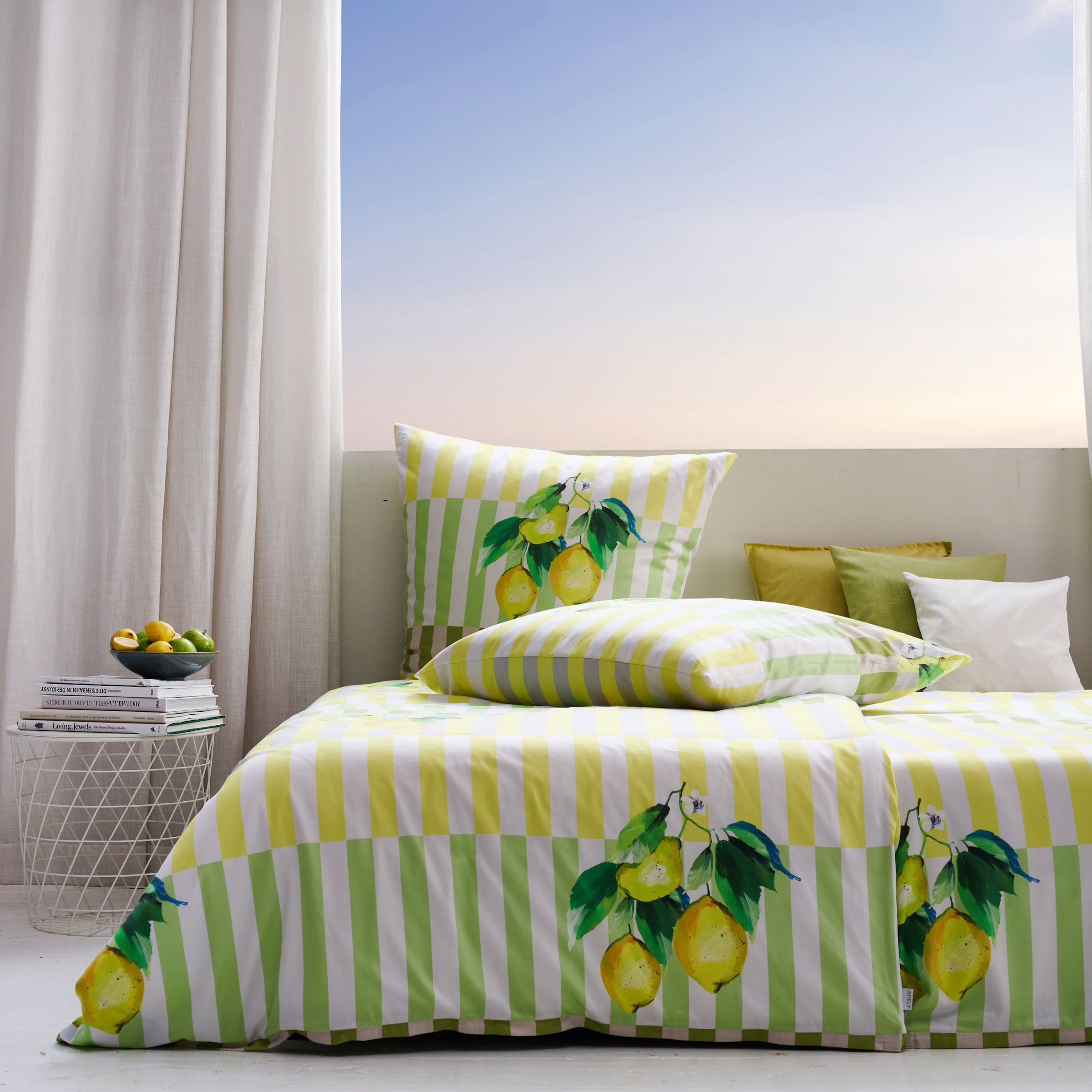 APELT Linge de lit »Fresh« citrons sur rayures