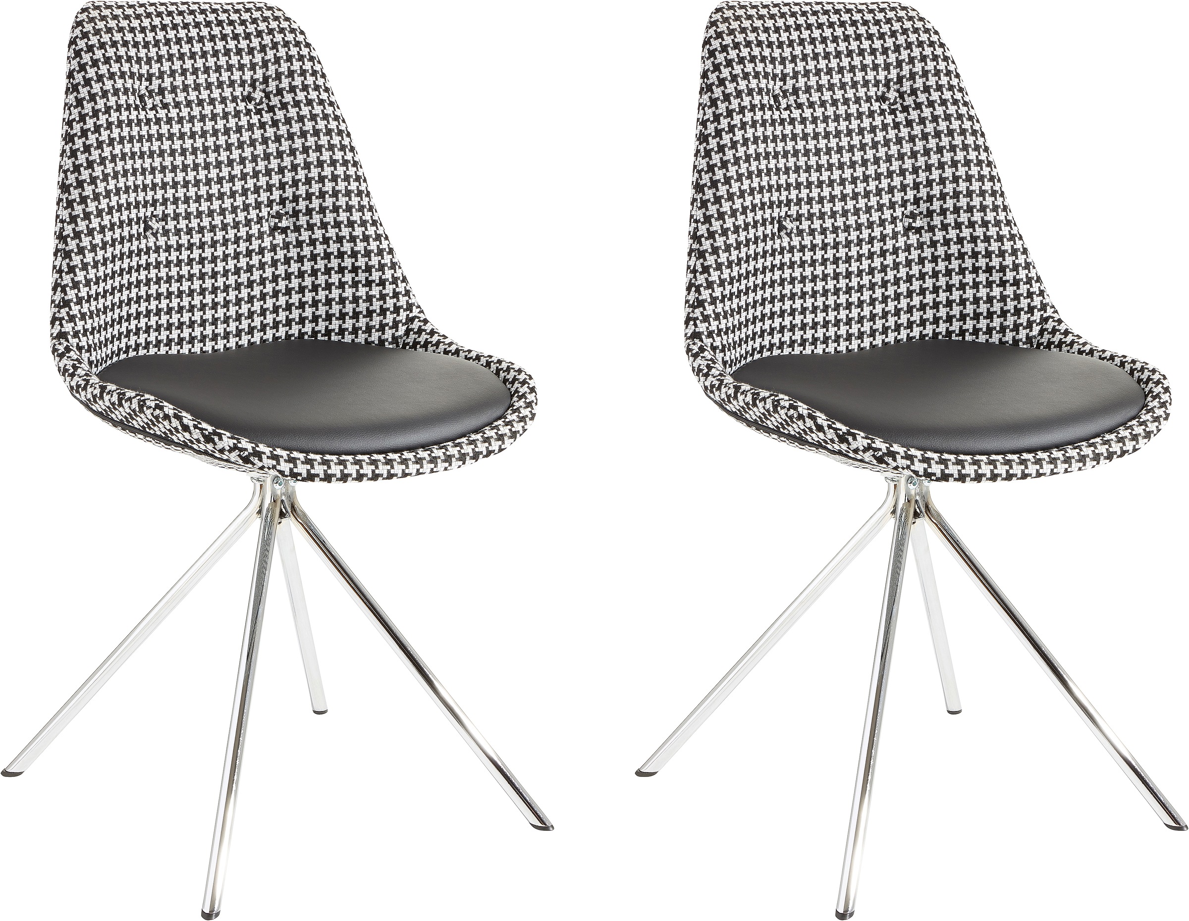 Image of INOSIGN Esszimmerstuhl »Pepita«, (Set), 2 St., Kunstleder, Sitzschale mit Webstoff bezogen, Sitzkissen mit Bezug aus Kunstleder, verchromtes Metallgestell bei Ackermann Versand Schweiz