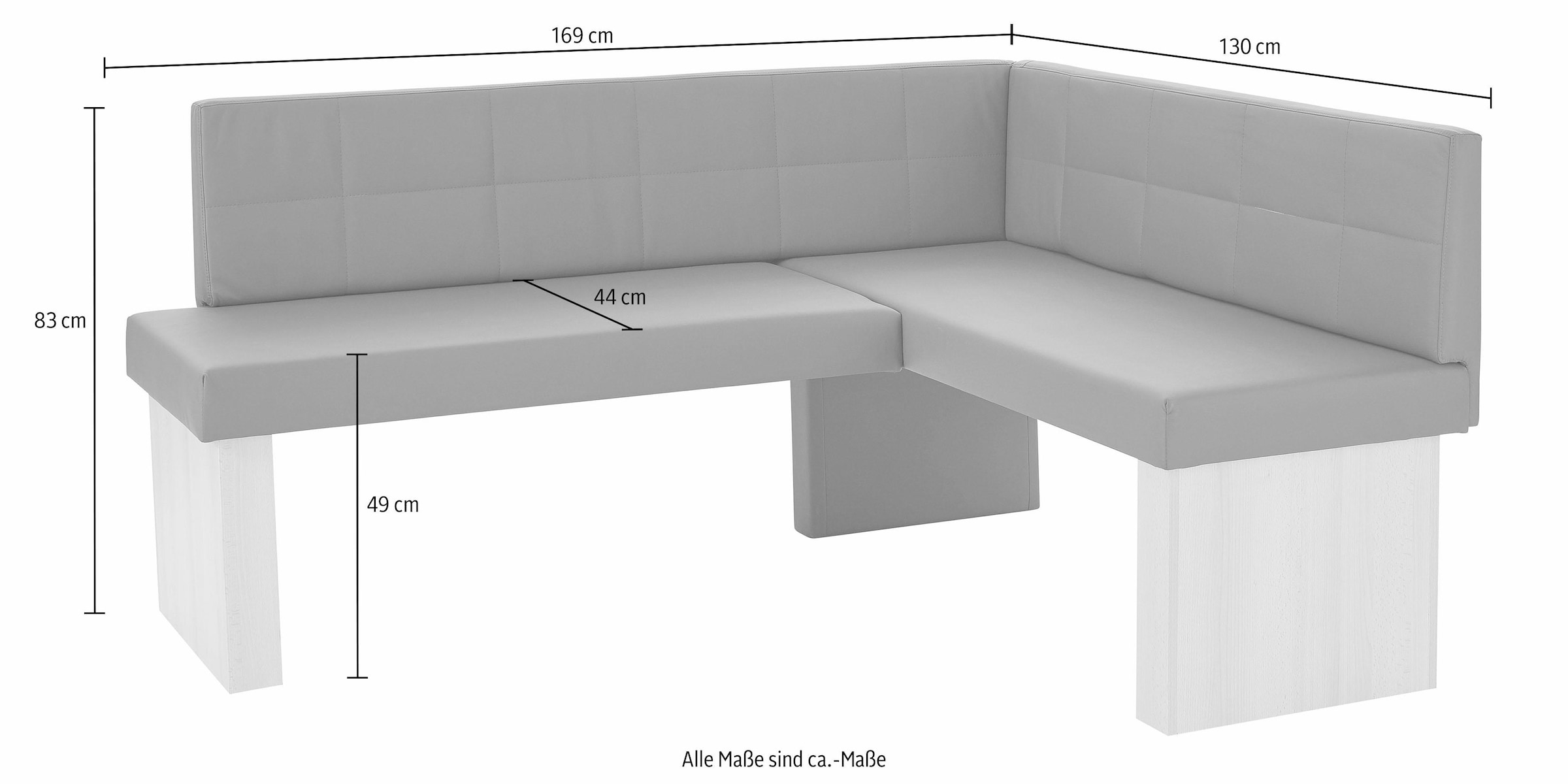 massivline&more Banc d'angle »Anna 2« Largeur 169 cm
