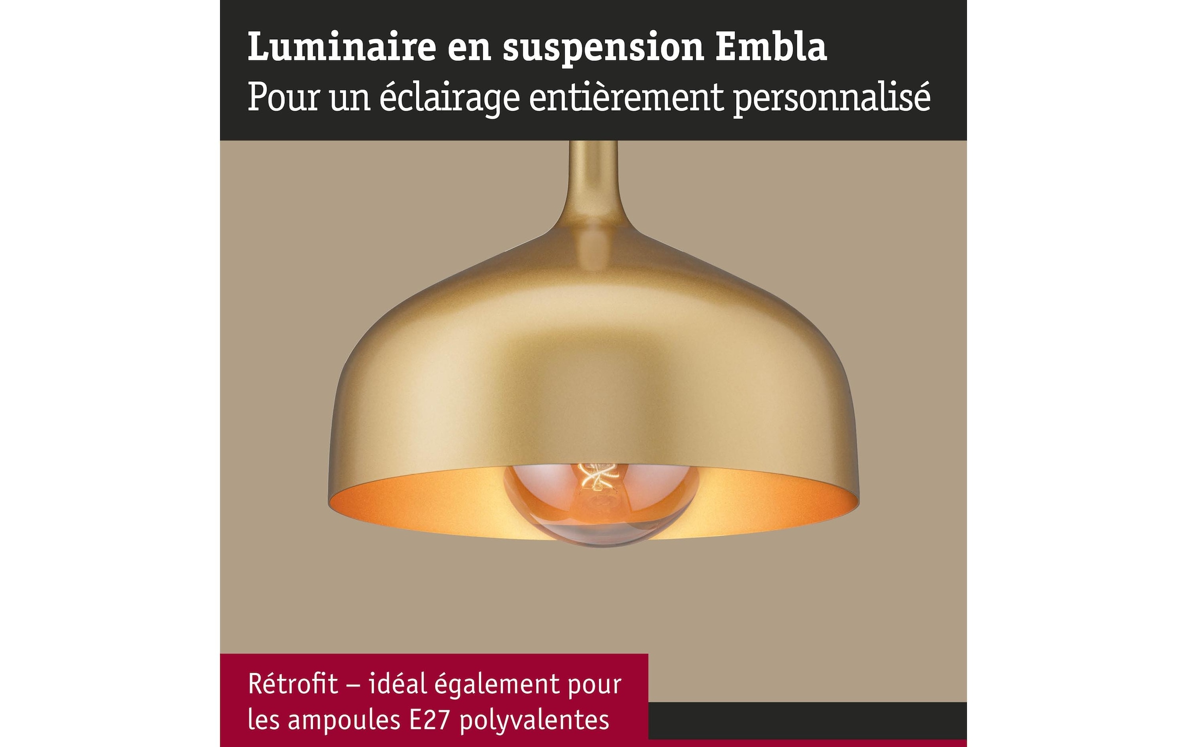Paulmann Lampe suspendue »Pendelleuchte Embla II E27 Metall Metall«