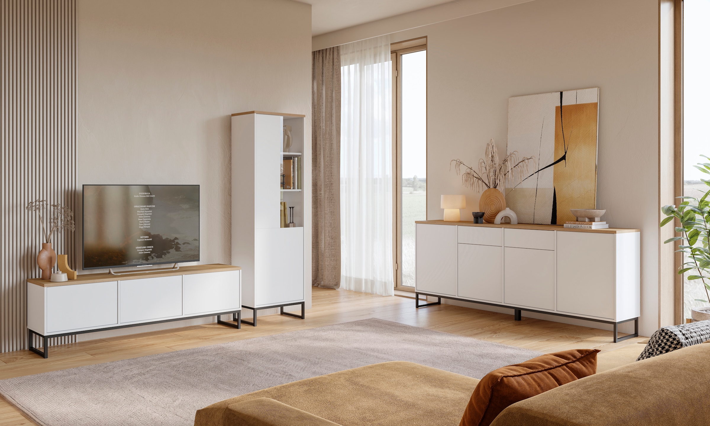 Home affaire Buffet »Alto, Breite 208,5 cm, grifflose Kommode 4 Türen/2 Schubkästen.« Schubladenschrank mit viel Stauraum, Einlegeböden verstellbar