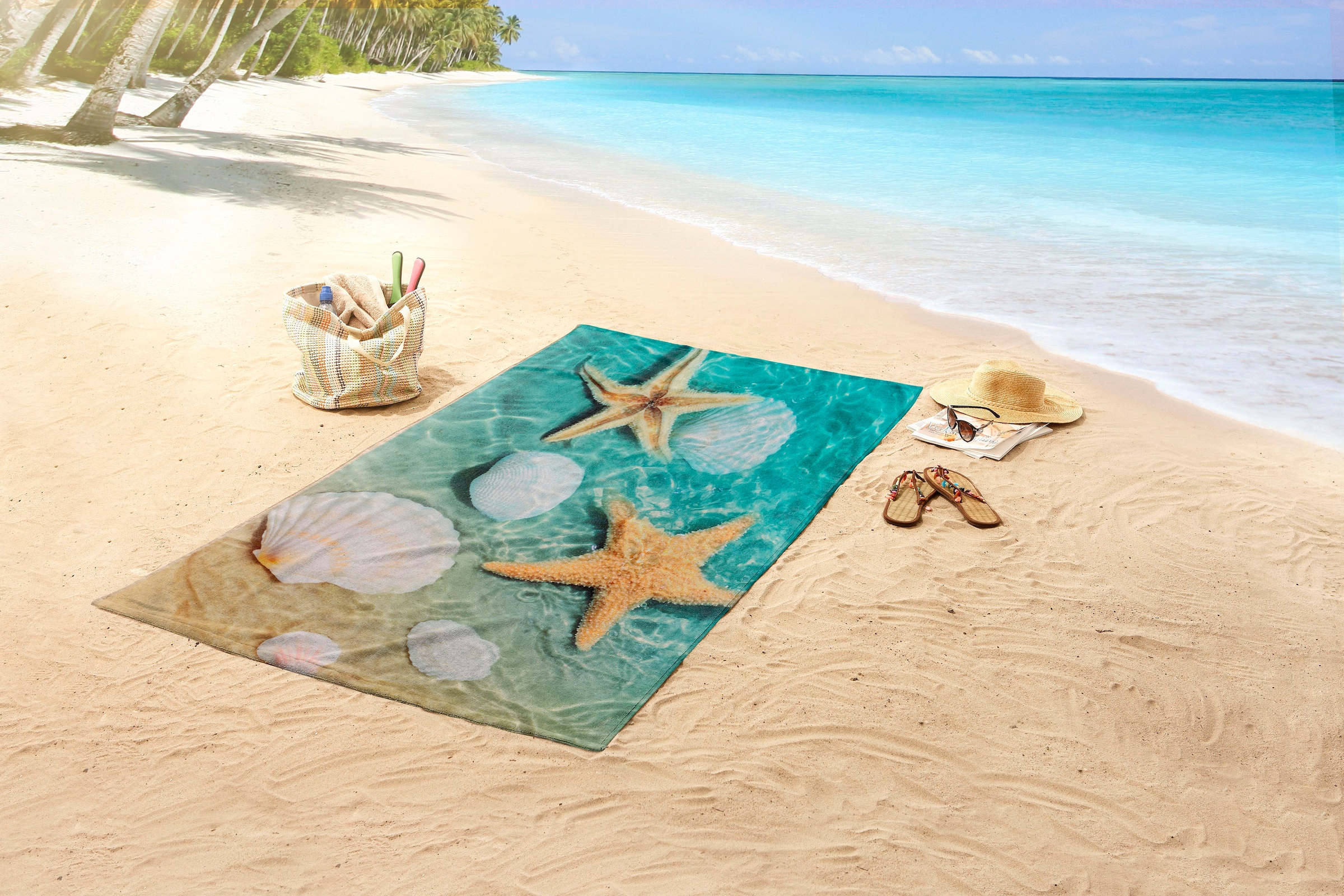 good morning Strandtuch »Beachvibe«, (1 St., Strandtuch 100 x 180 cm), Mikrofaser, 100x180, Schnelltrocknend, Strand, Meer, Erwachsene