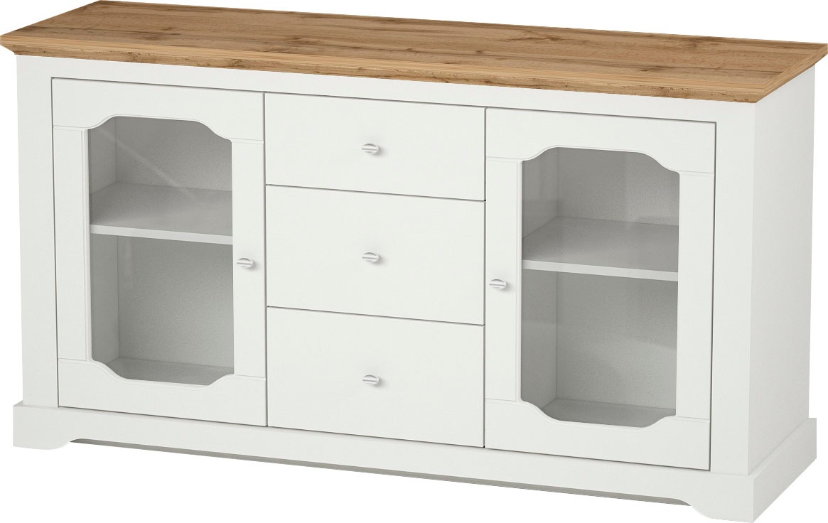 Image of Home affaire Kommode »Teverton«, Kommode "Teverton" 2 Türen mit Glaseinsatz, 3 Schubladen, Breite 145,5 cm bei Ackermann Versand Schweiz