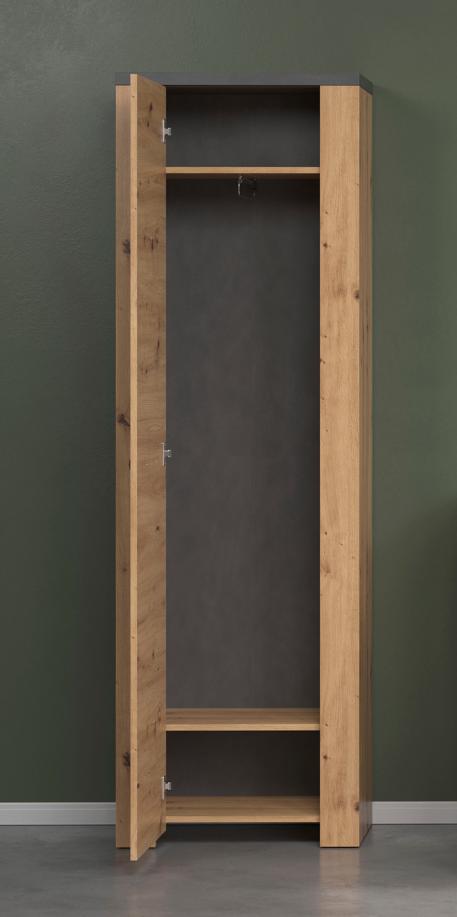 Home affaire Garderobenschrank »Ambres Inkl. ausziehbarer Kleiderstange« 1 Stk. tlg. Garderobenpaneel mit Ablage & Haken - (B/T/H) 62/26/199 cm