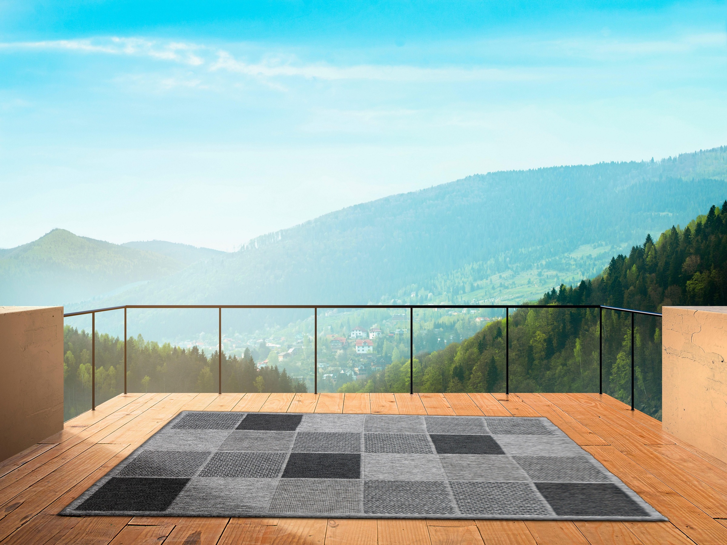 my home Teppich »Kaspar«, rechteckig, 5 mm Höhe, Innen-und Outdoor geeignet, Wohnzimmer