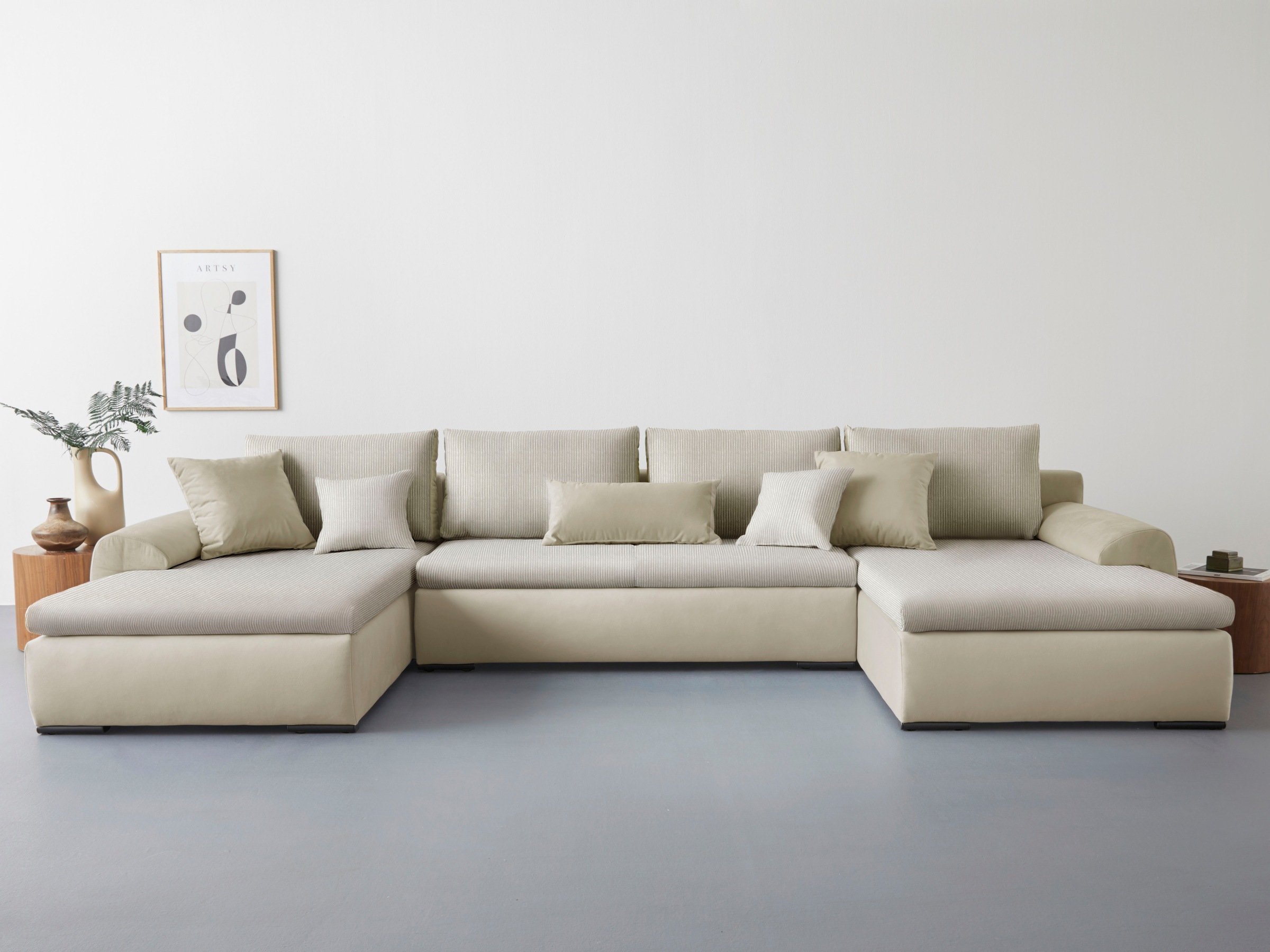 Image of Home affaire Wohnlandschaft "Win U-Form, B: 366 cm - OTTO. Verlässliche Qualität." Bettfunktion, Bettkasten & 5 Zierkissen