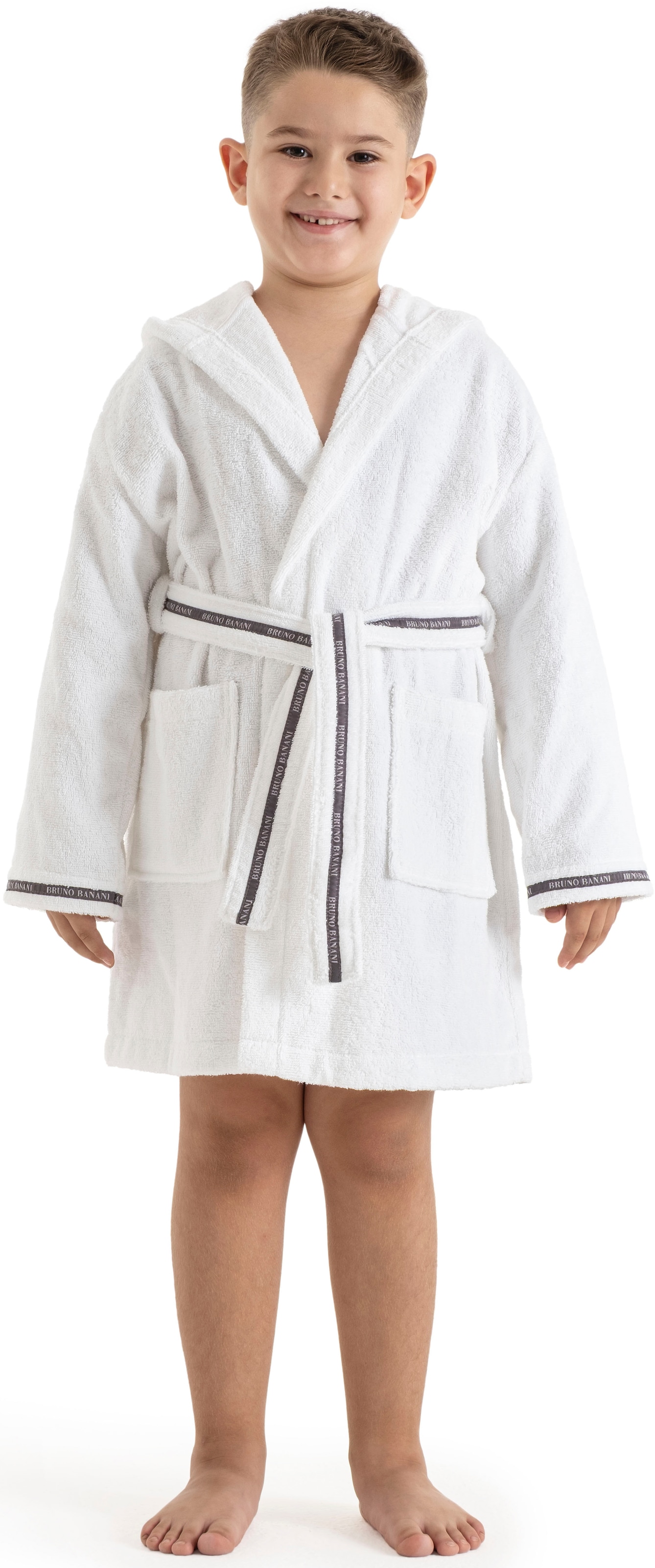 Bruno Banani Peignoir de bain pour enfants »Danny, Ideal für Zuhause, Schwimmbad oder im Urlaub« 1 cuis tlg., mit Logostreifen, aus 100% Baumwolle