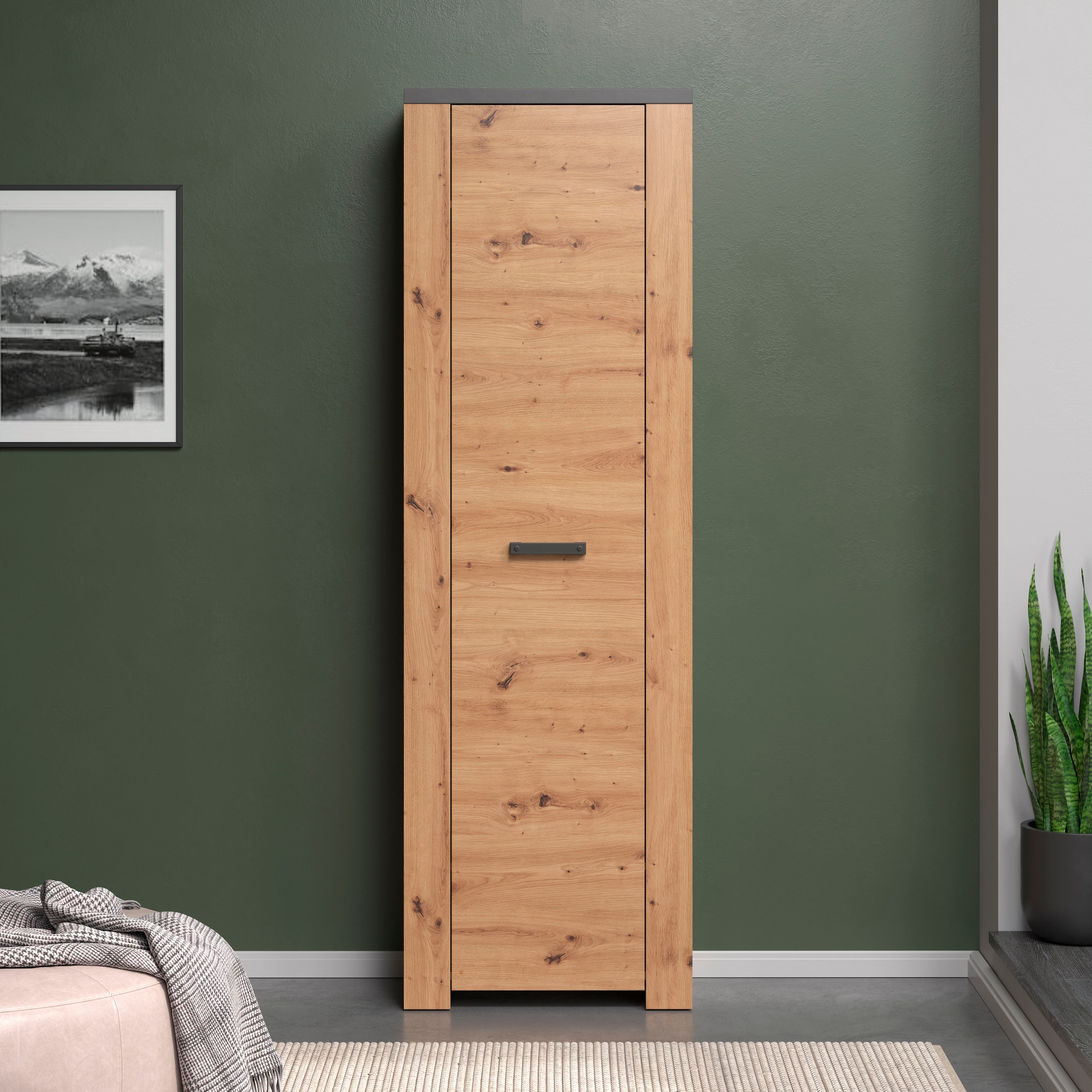 Home affaire Garderobenschrank »Ambres Inkl. ausziehbarer Kleiderstange« 1 Stk. tlg. Garderobenpaneel mit Ablage & Haken - (B/T/H) 62/26/199 cm