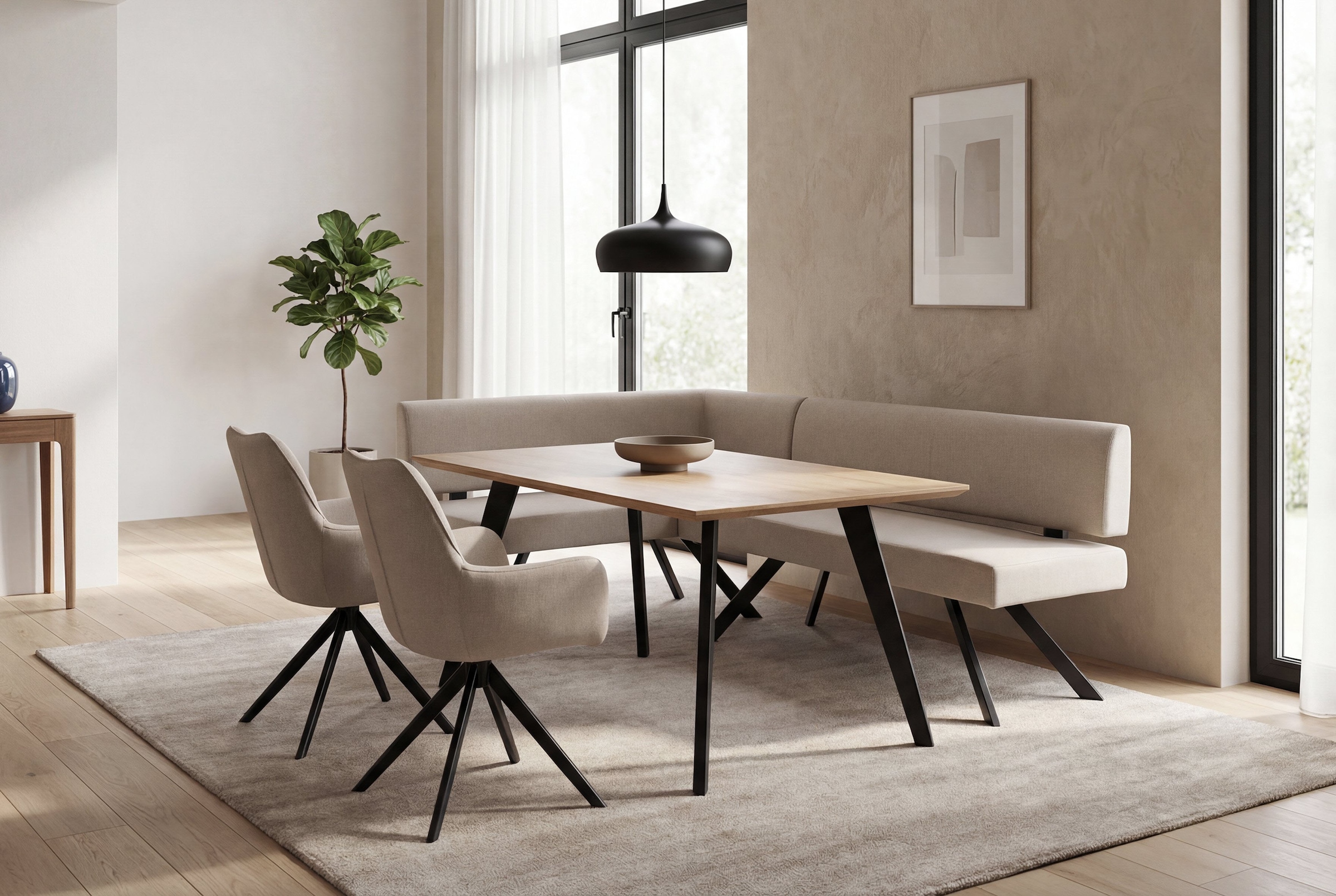byLIVING Banc d'angle »TORONTO« Tissu tissé, jusqu’à 160 kg, ressorts ensachés, piètement 4 pieds, 3 places assises