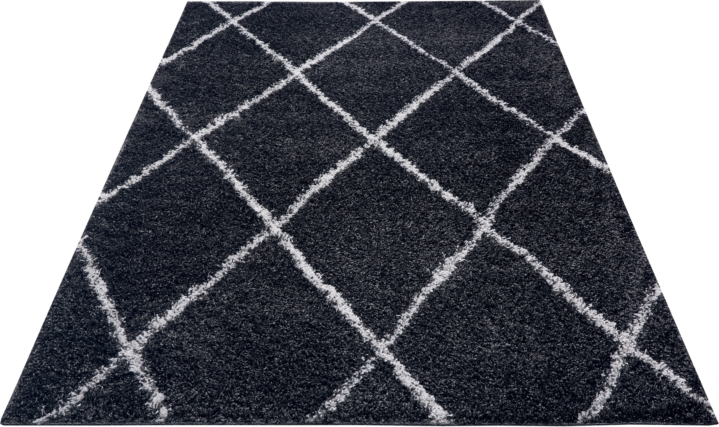 Image of andas Hochflor-Teppich »Aliano«, rechteckig, 30 mm Höhe, Hochflor, geometrisches Rauten Design, Scandi Look, Wohnzimmer, Schlafzimmer, Robust, Pflegeleicht bei Ackermann Versand Schweiz