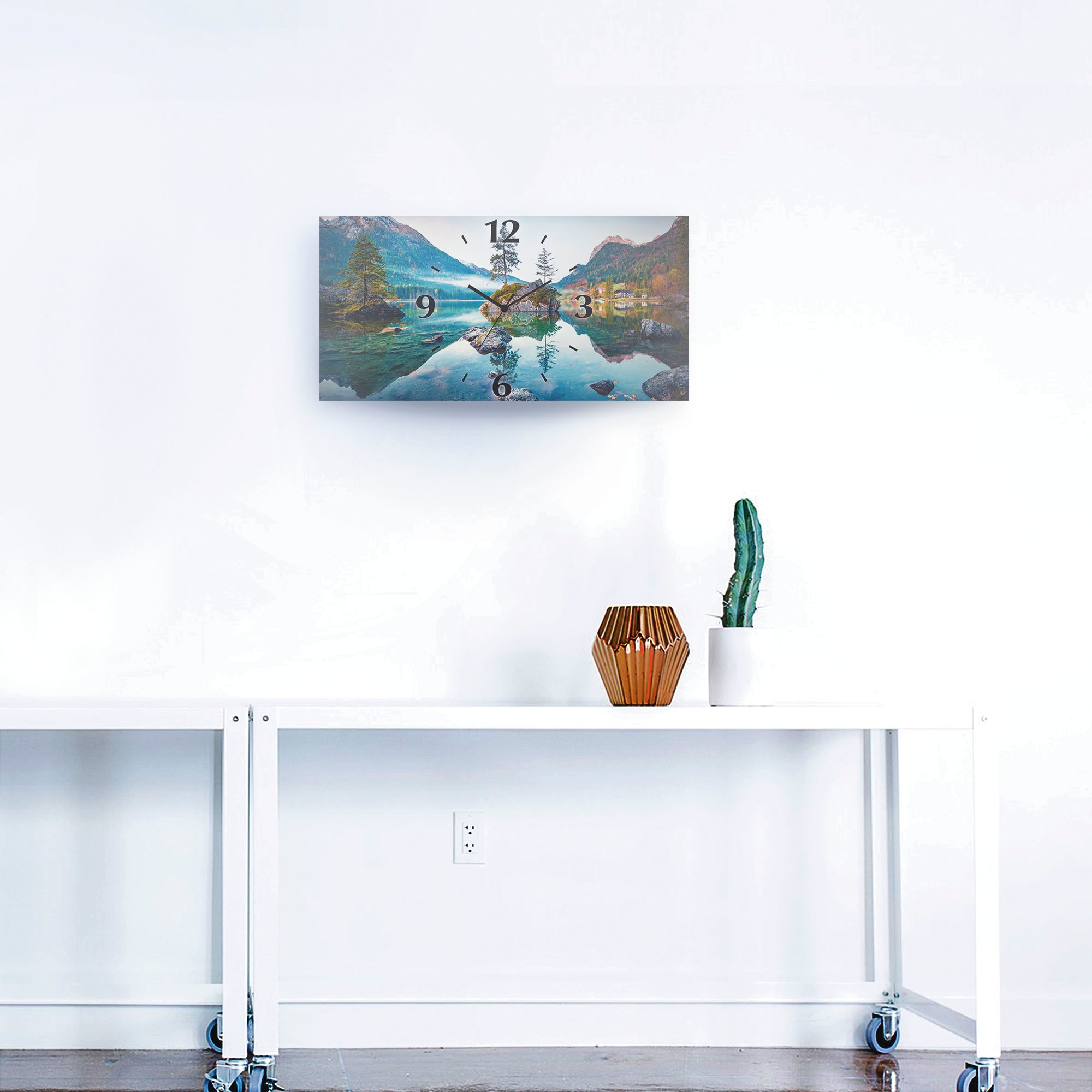 Artland Horloge murale »Herbstszene des Hintersee vor Alpen« wahlweise mit Quarz- oder Funkuhrwerk, lautlos ohne Tickgeräusche