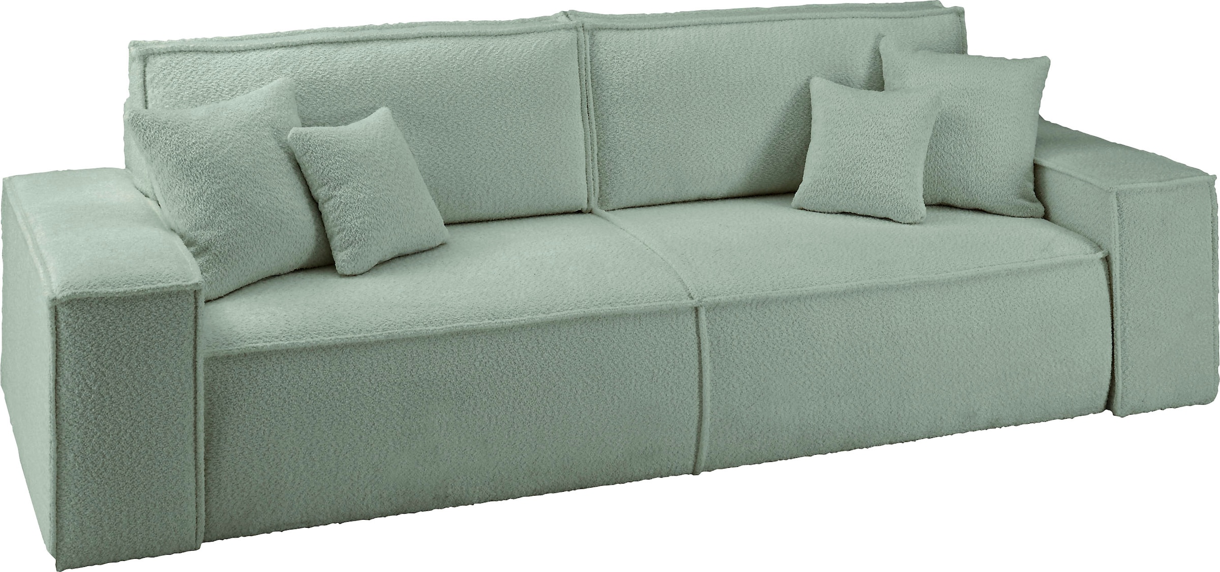 andas 3-Sitzer »FINNLEY Schlafsofa 257 cm, Schlaffunktion mit Bettkasten (200/136cm),«, in Aqua Clean-Bouclé u. Struktur fein