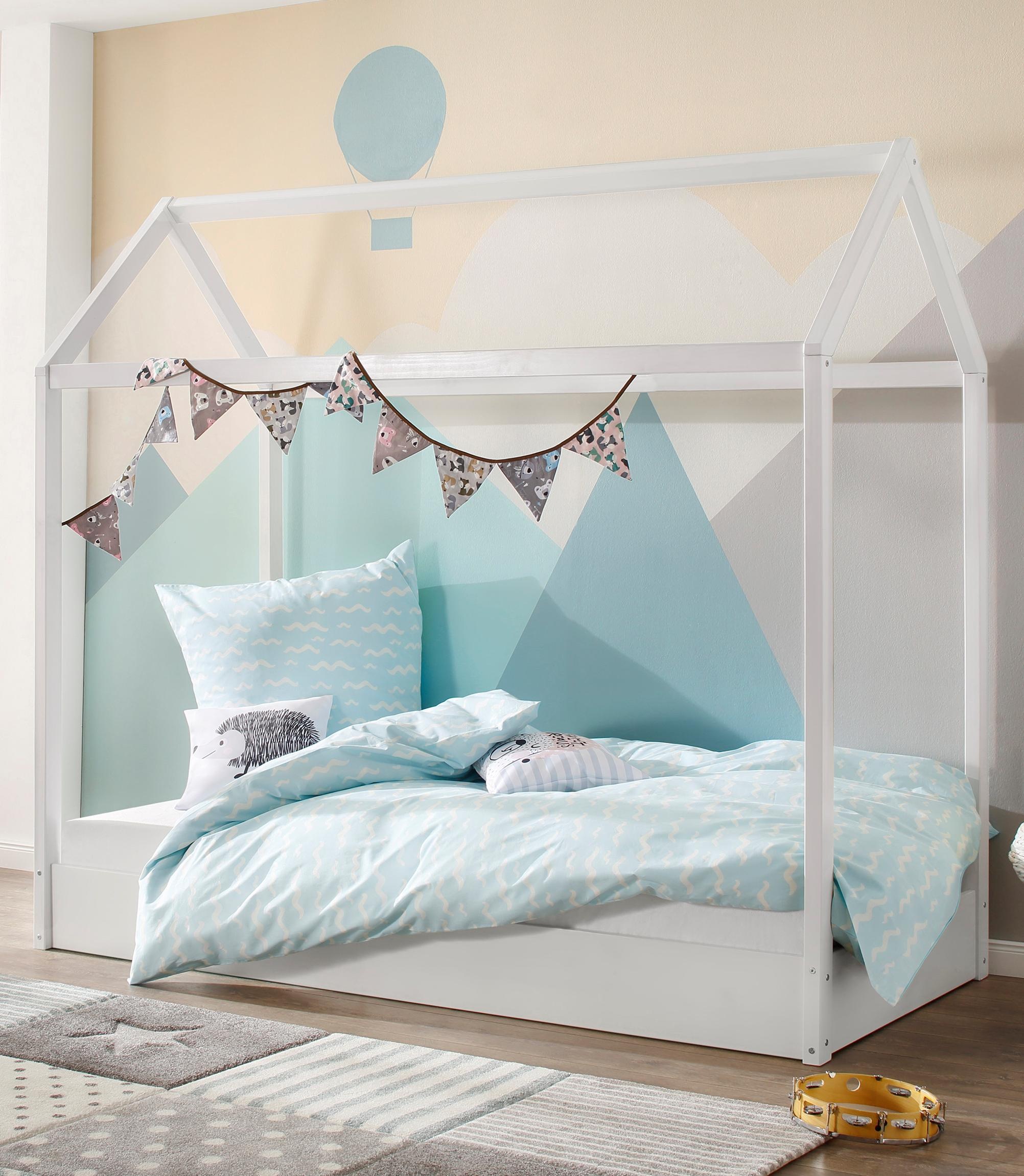 Image of Lüttenhütt Kinderbett »Ellen«, Hausbett aus massivem Kiefernholz, in zwei verschiedenen Farbvarianten erhältlich, Breite 98 cm bei Ackermann Versand Schweiz