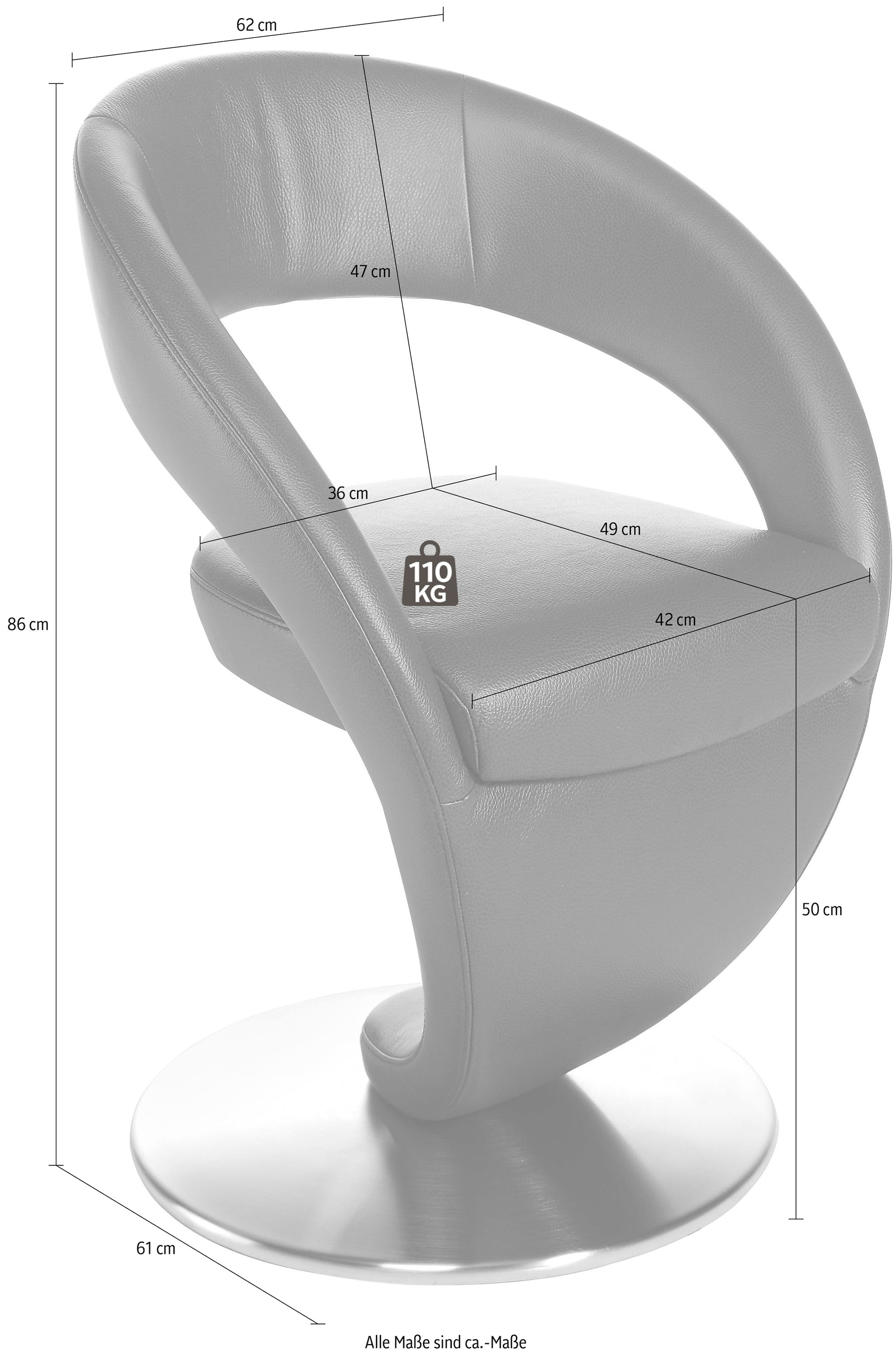 K+W Komfort & Wohnen »Wave, Drehstuhl, Polsterstuhl« () Design-Drehstuhl, Drehteller in Edelstahloptik