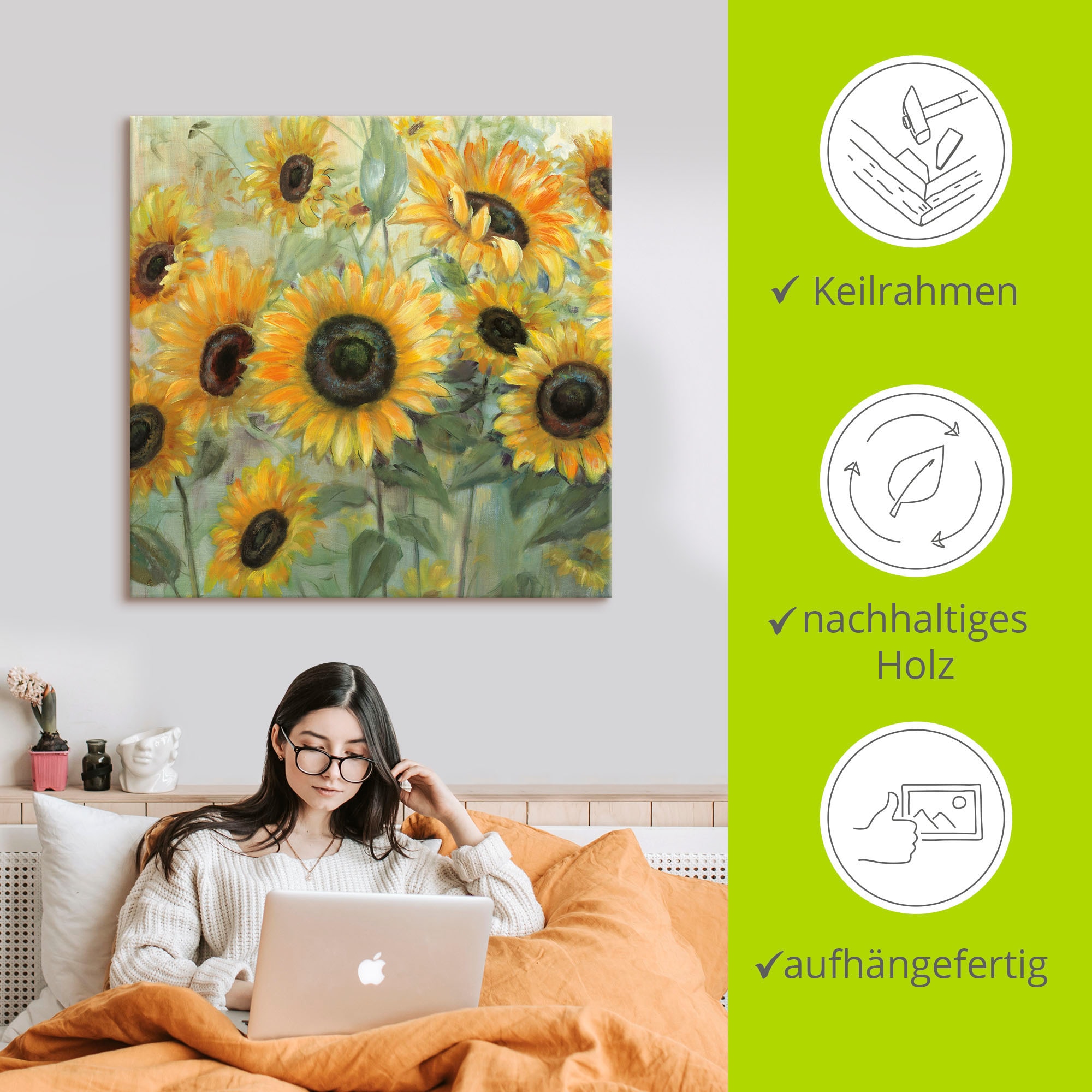 Artland Wandbild »Sonnenblumenwiese« 1 Stk. tlg. als Leinwandbild, Wandaufkleber in verschied. Grössen