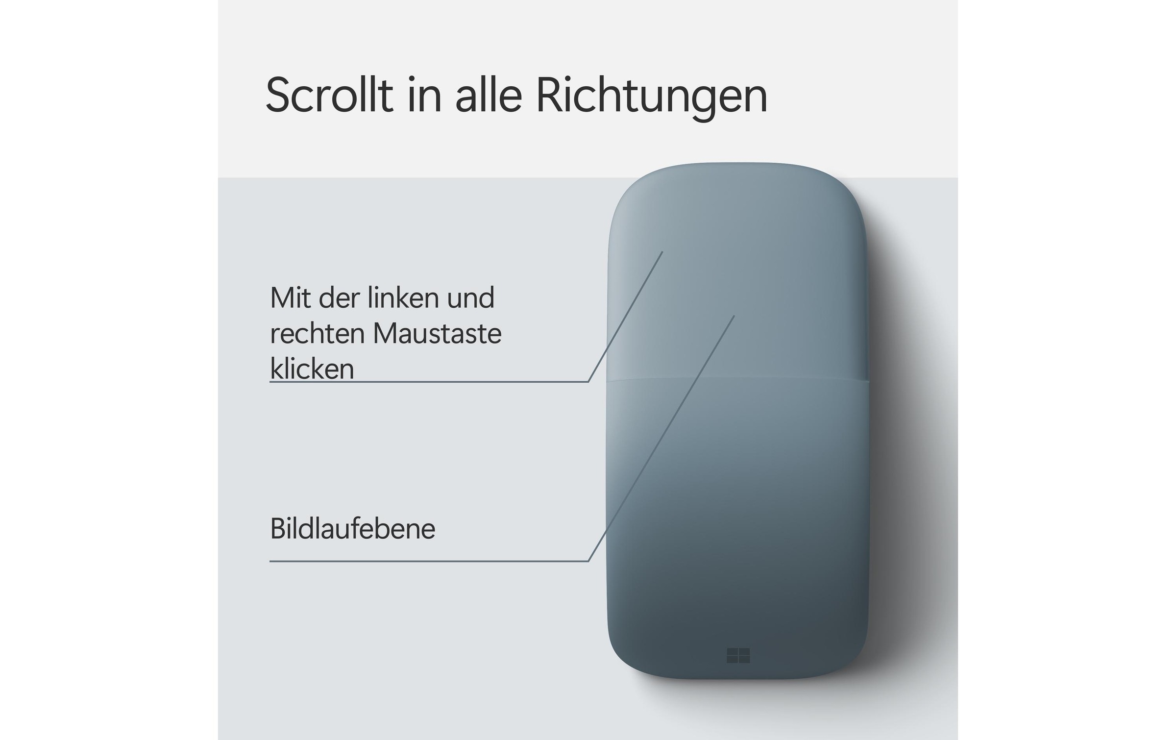 Microsoft Maus »Surface Arc Mouse«, Bluetooth, faltbar, Touch Oberfläche, Scrollrad-Emulation
