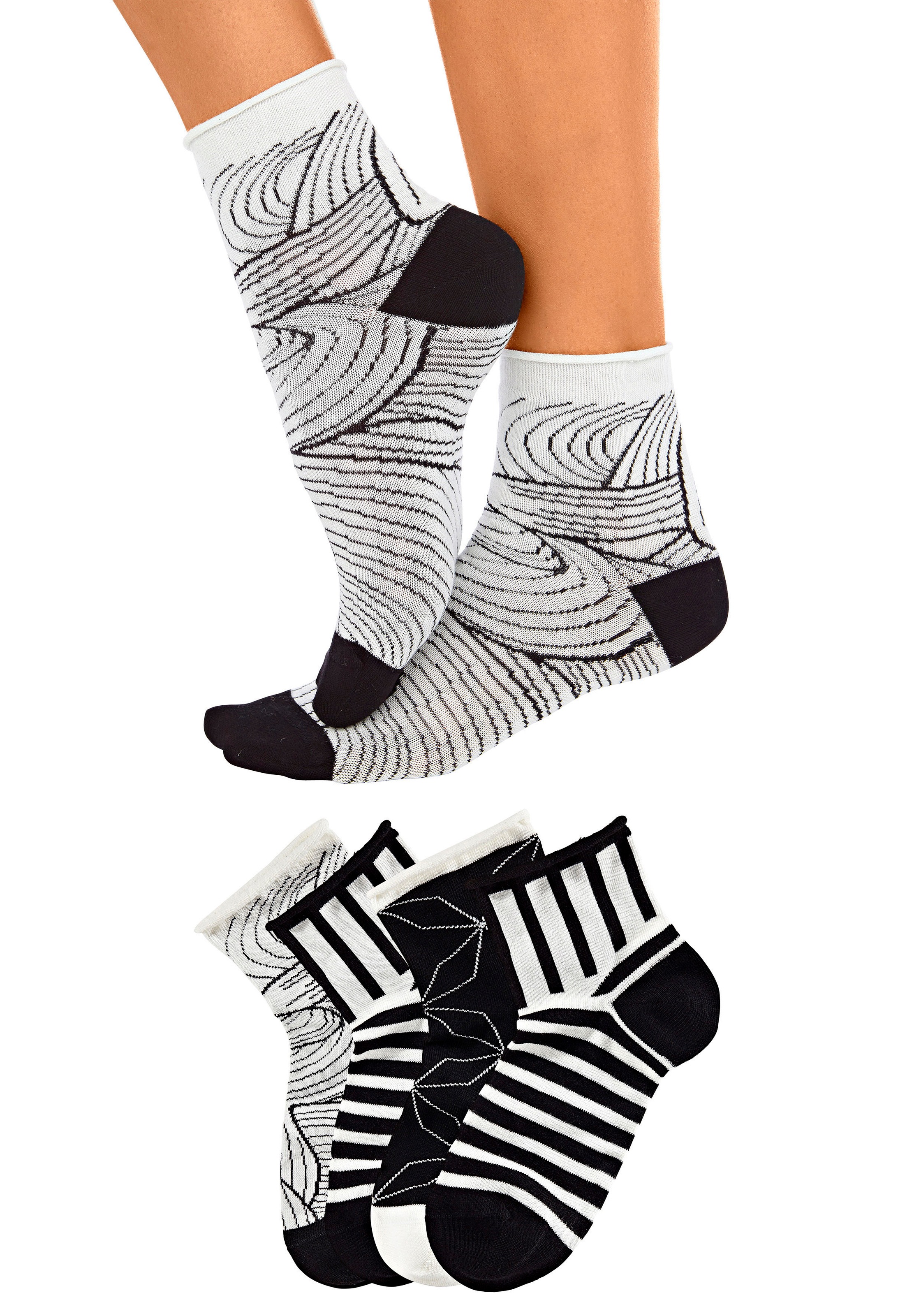 H.I.S Kurzsocken, (Packung, 4 Paar), in unterschiedlichen Designs