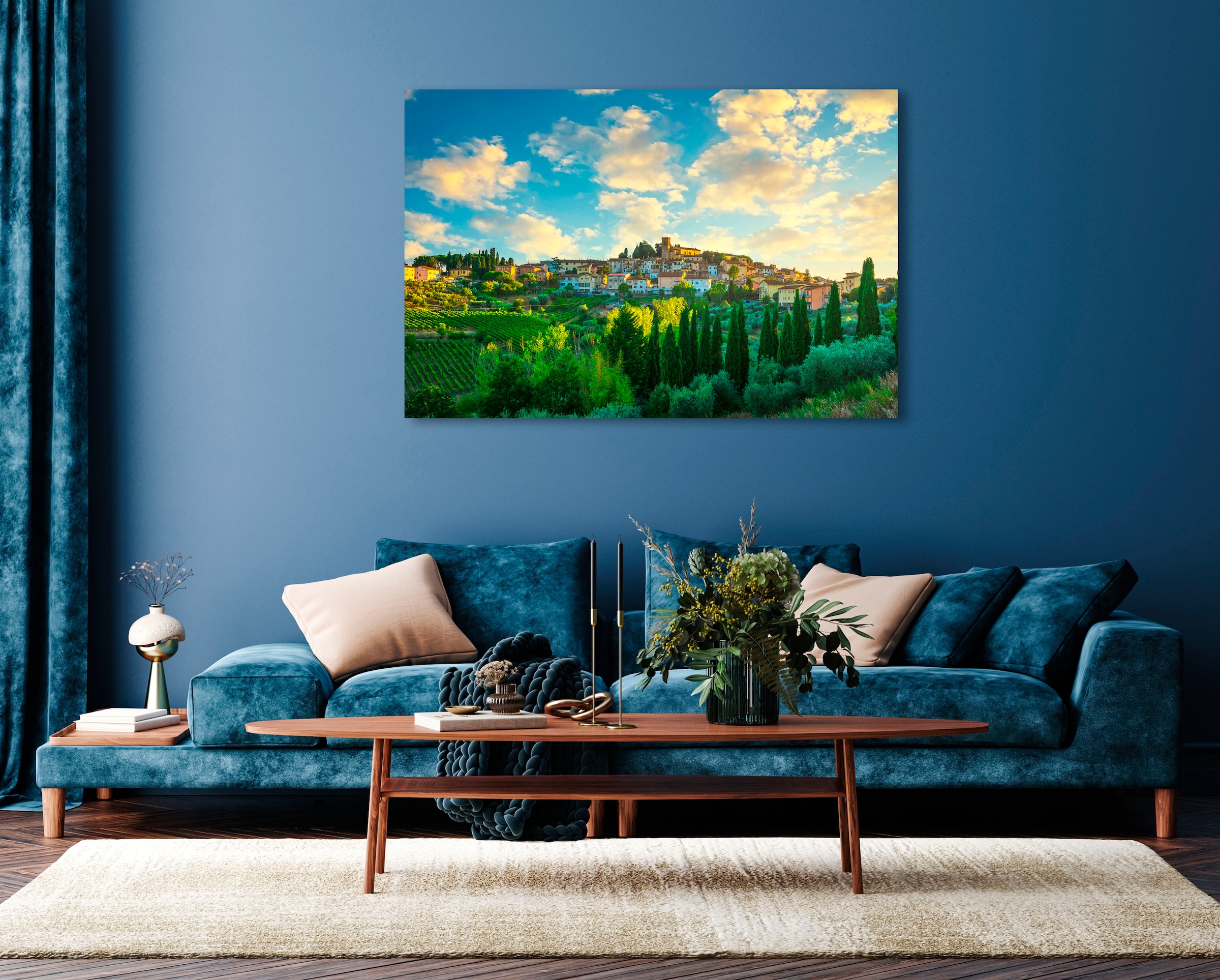 Image of queence Acrylglasbild "Elina" Gebäude Italien Landschaft Stadt Tannenbaum 1 Stk. tlg. Fine Art-Print in Galeriequalität
