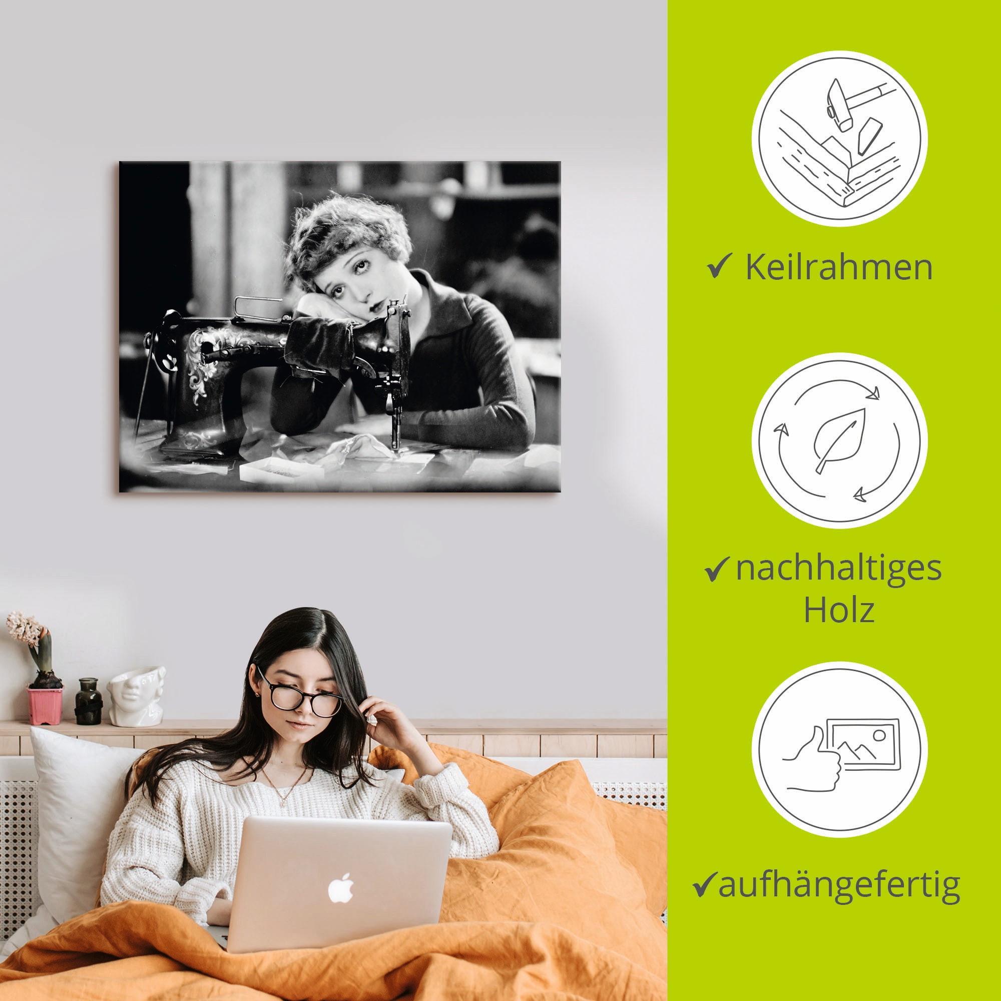 Artland Leinwandbild »Nähen« Film 1 Stk. tlg. auf Holzrahmen gespannt