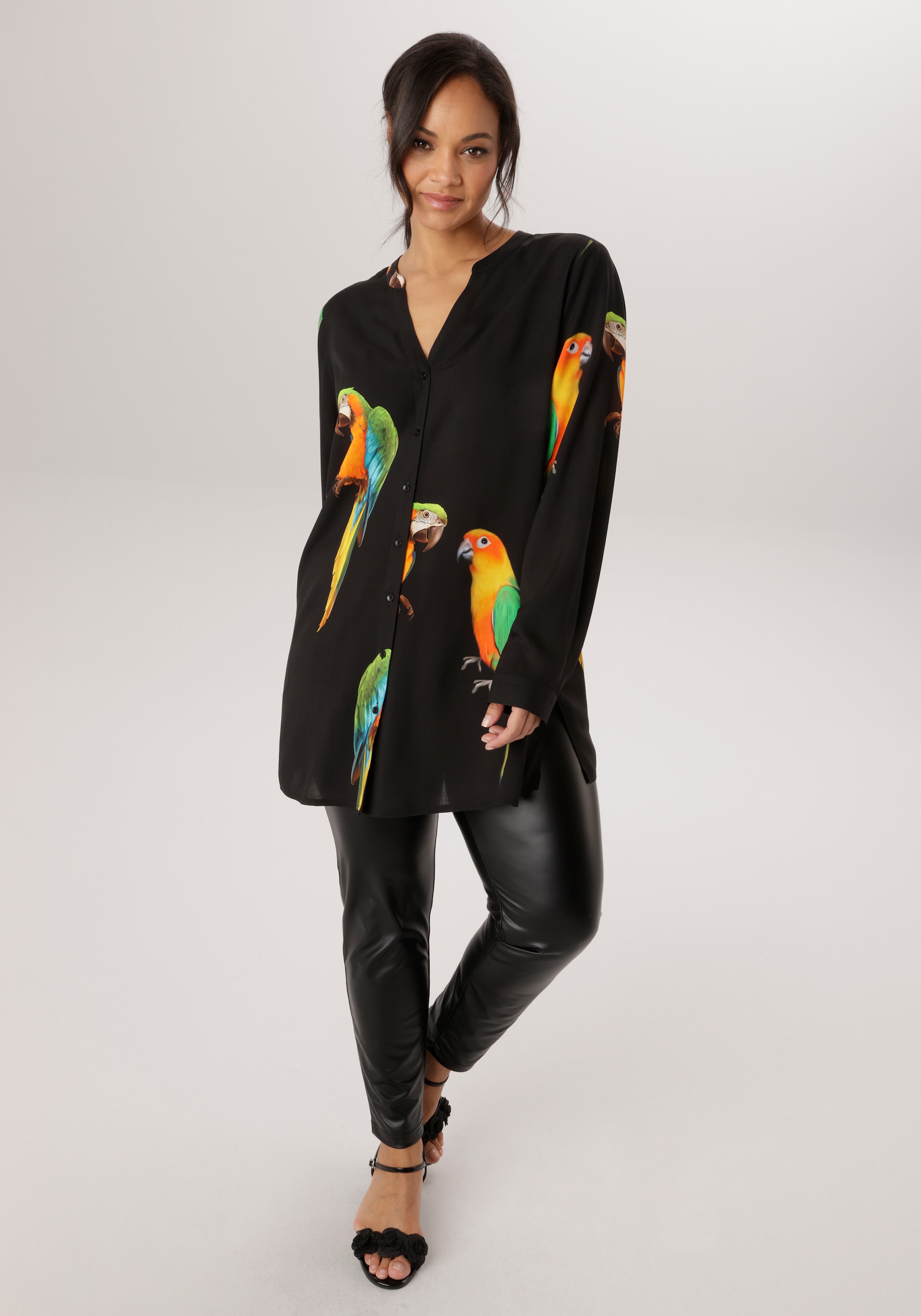 Aniston PLUS Chemisier long Mit ausgefallenen Papgeien Druck - NEUE KOLLEKTION